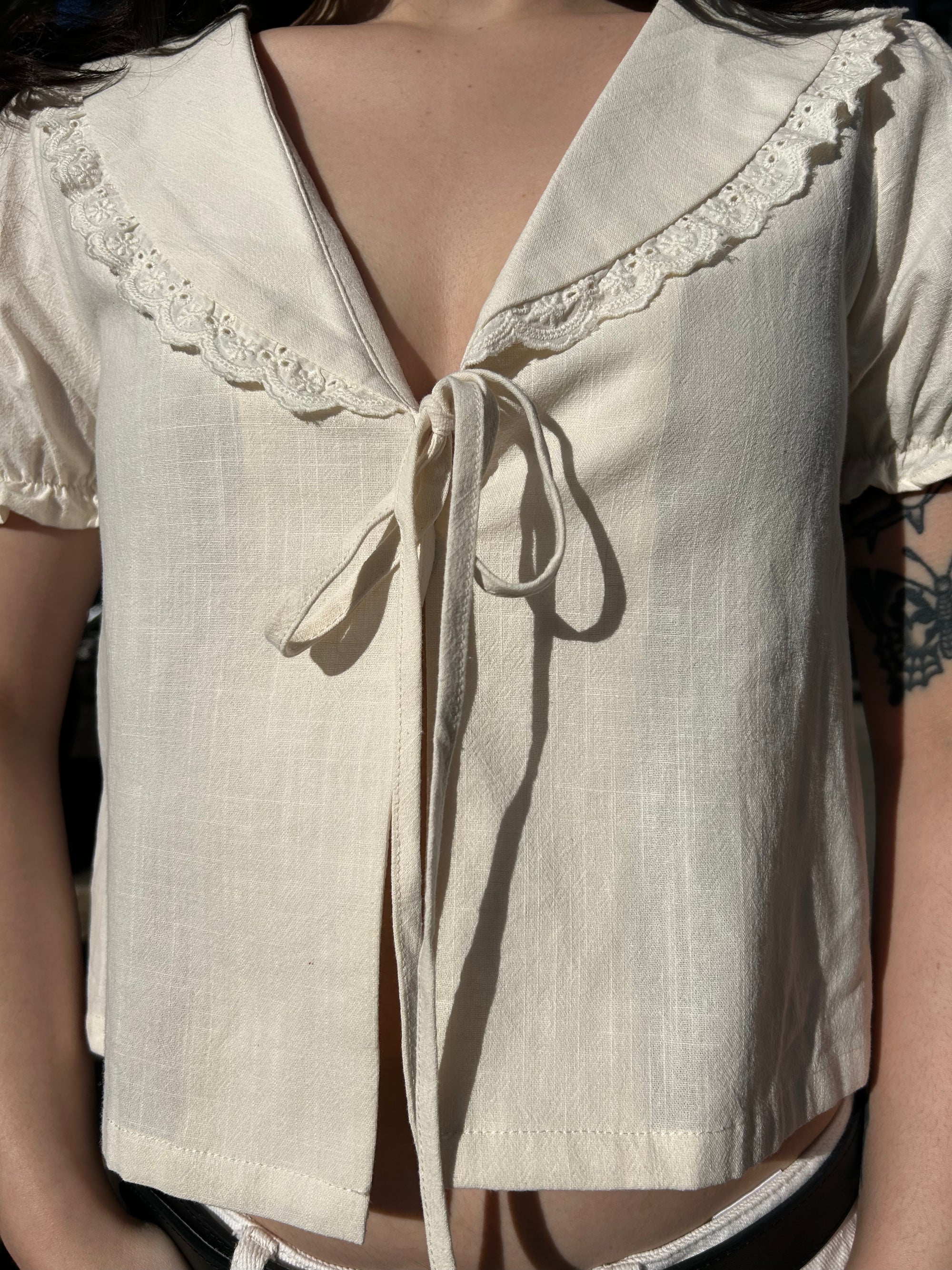 Lace Collared Blouse, Cream