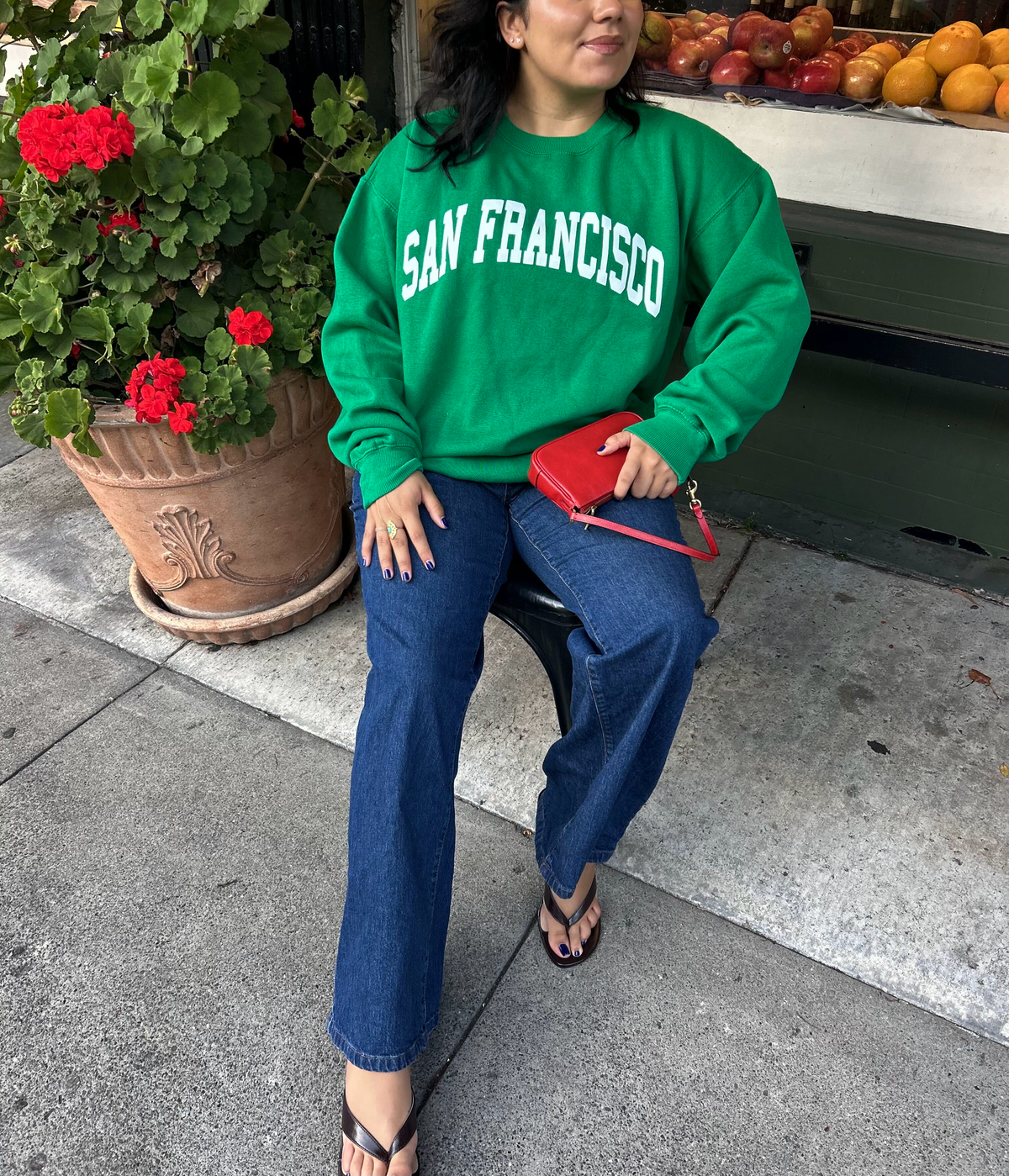 San Francisco Sweatshirt, Kelly Green/White