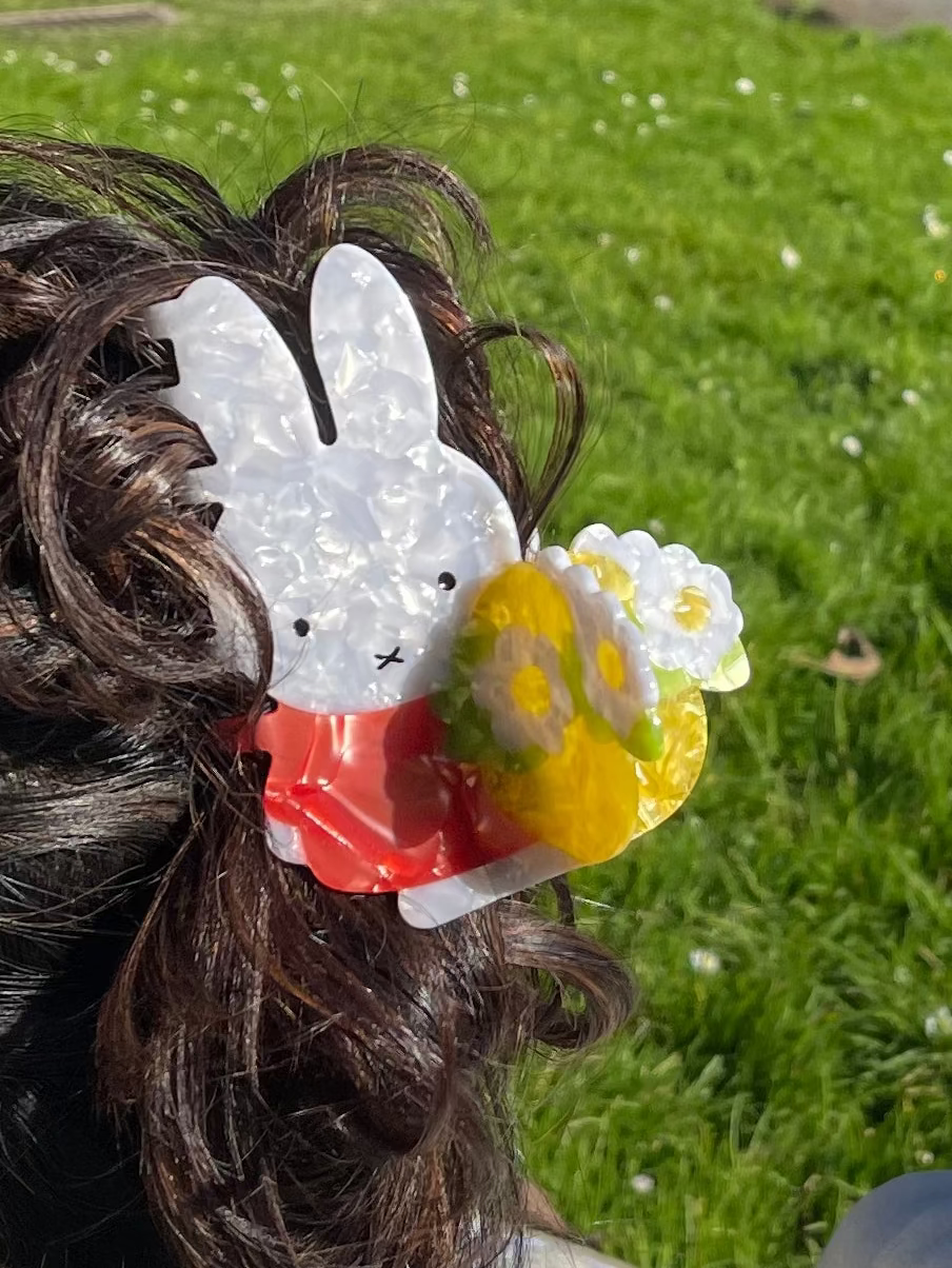 Miffy Hair Claw, Flower Basket, XL