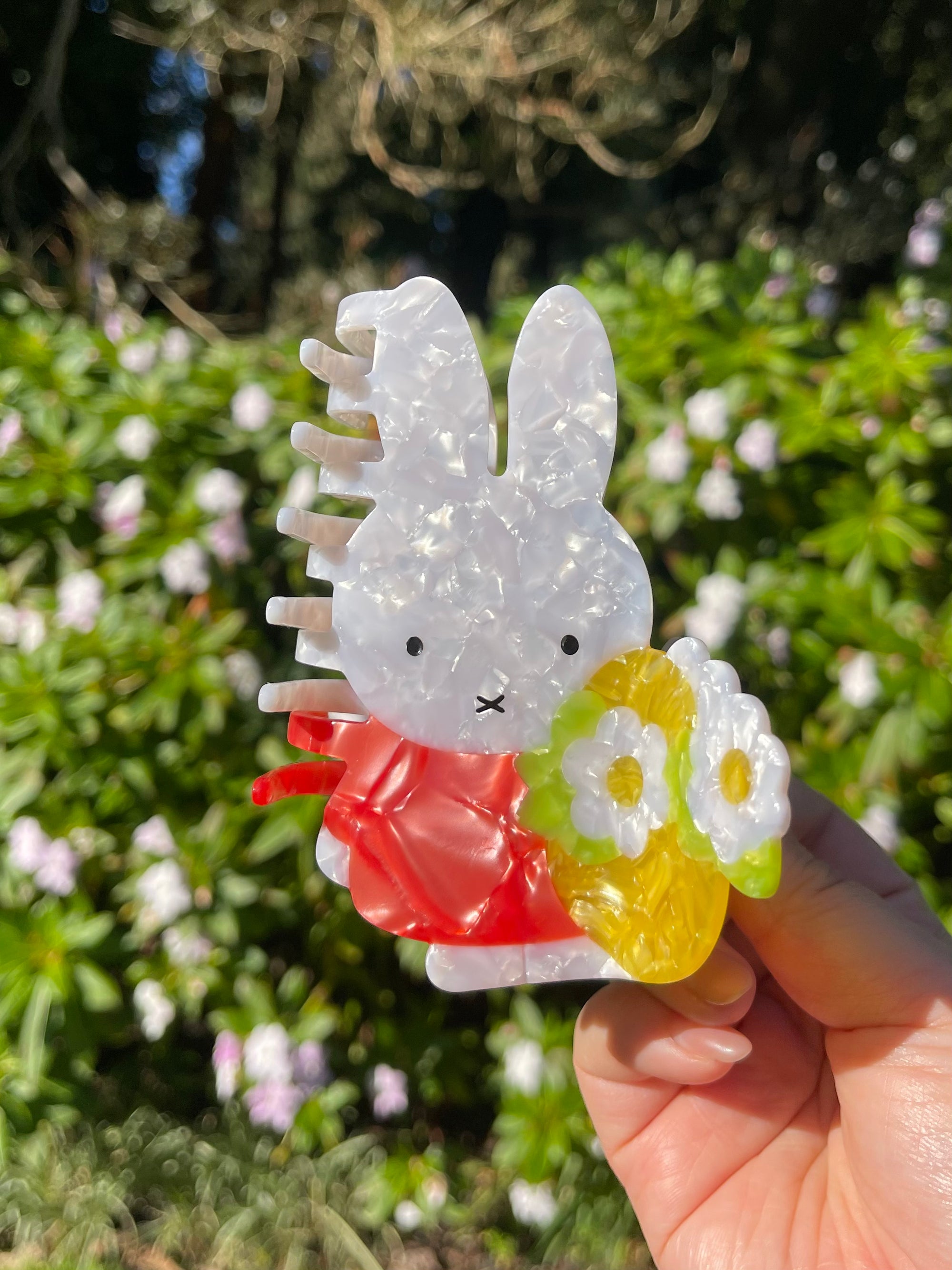 Miffy Hair Claw, Flower Basket, XL