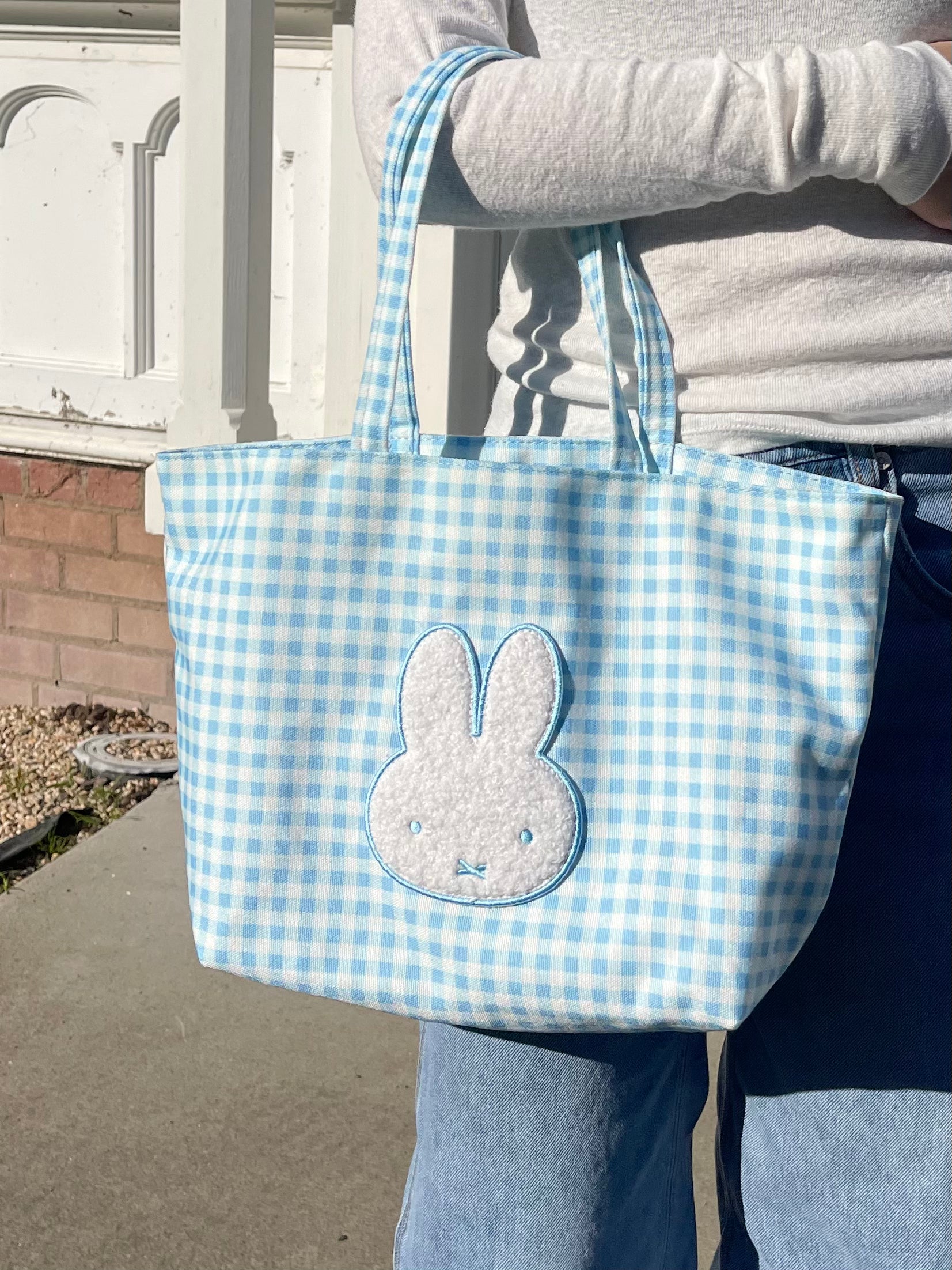 Miffy Gingham Tote, Small, Blue