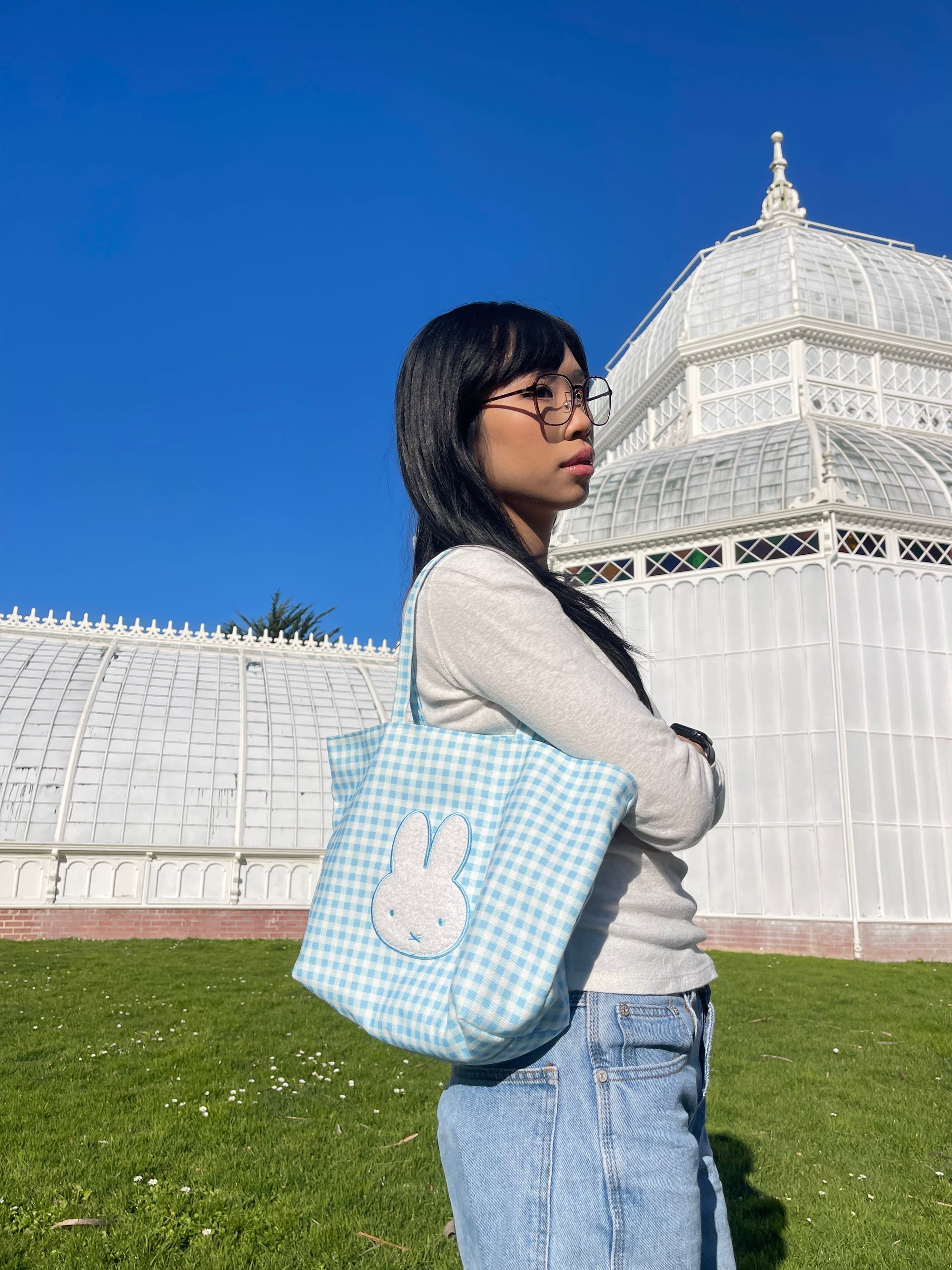 Miffy Gingham Tote, Small, Blue