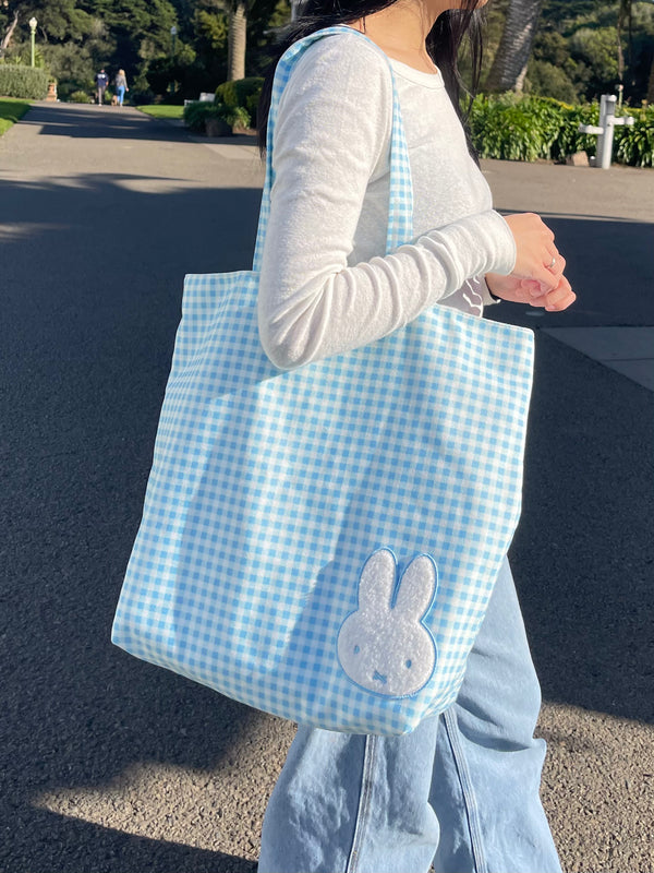 Miffy Gingham Tote, Large, Blue