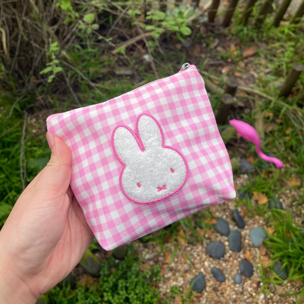 Miffy Gingham Cosmetic Pouch, Pink