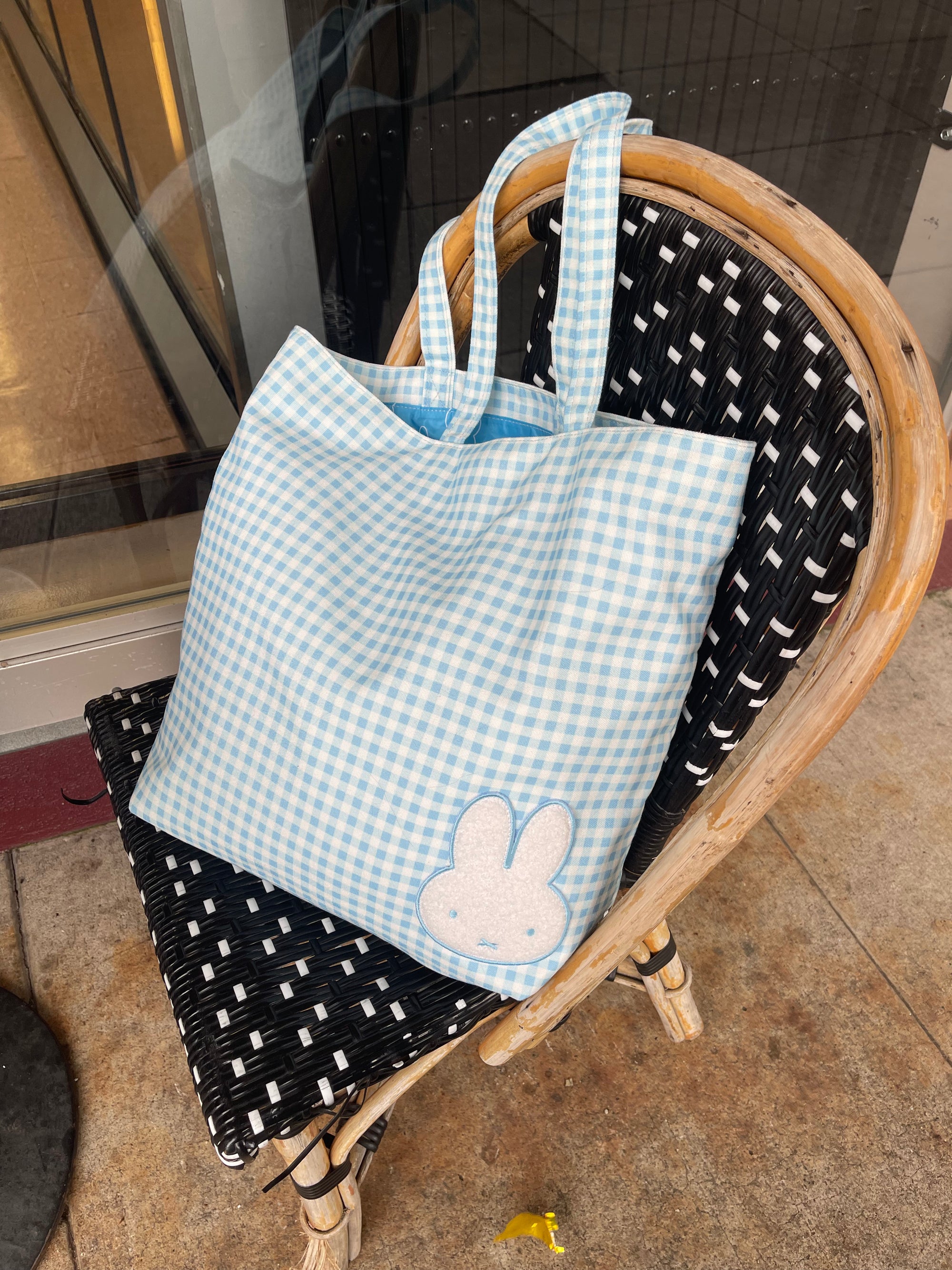 Miffy Gingham Tote, Large, Blue