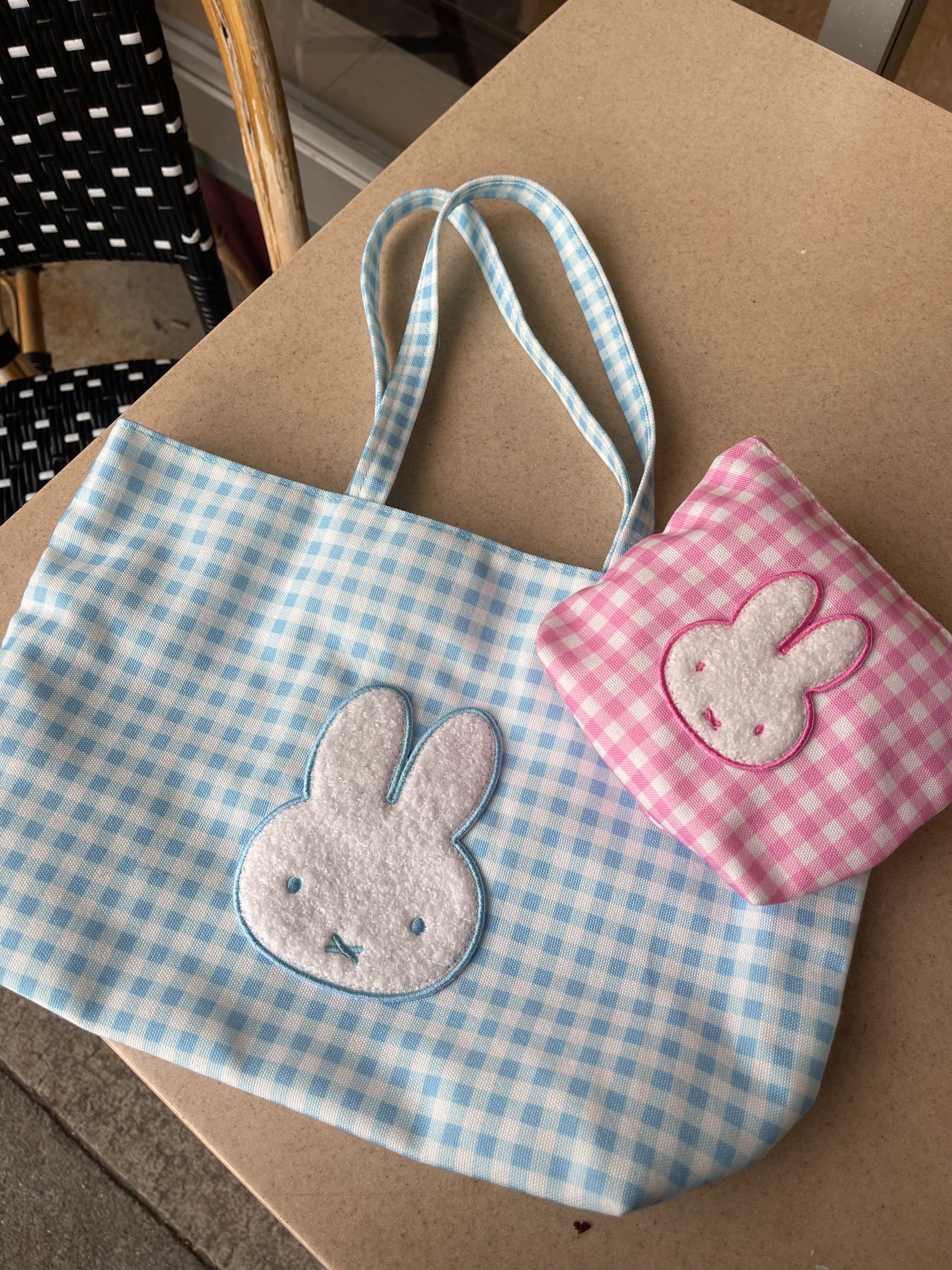 Miffy Gingham Tote, Small, Blue