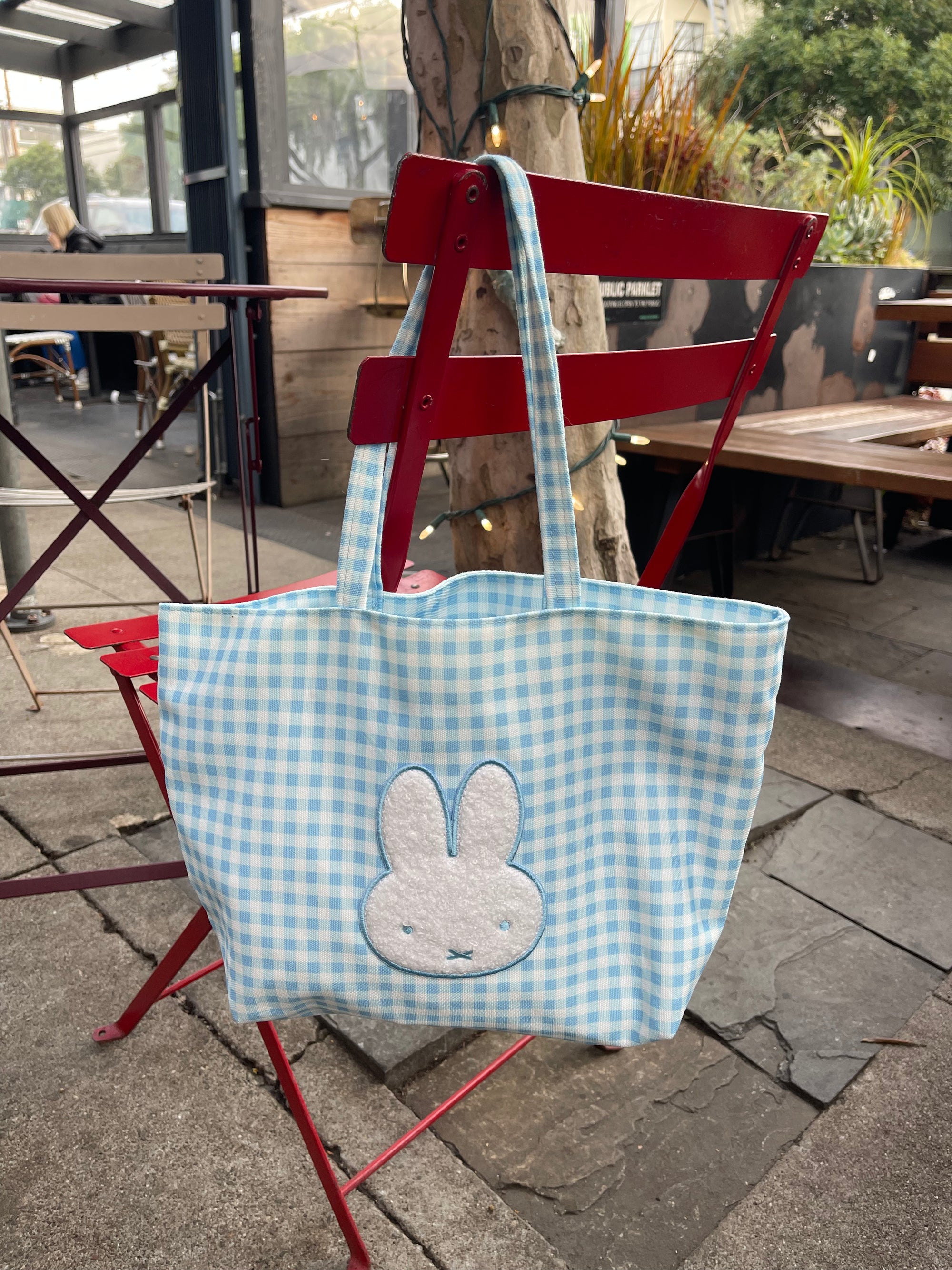 Miffy Gingham Tote, Small, Blue