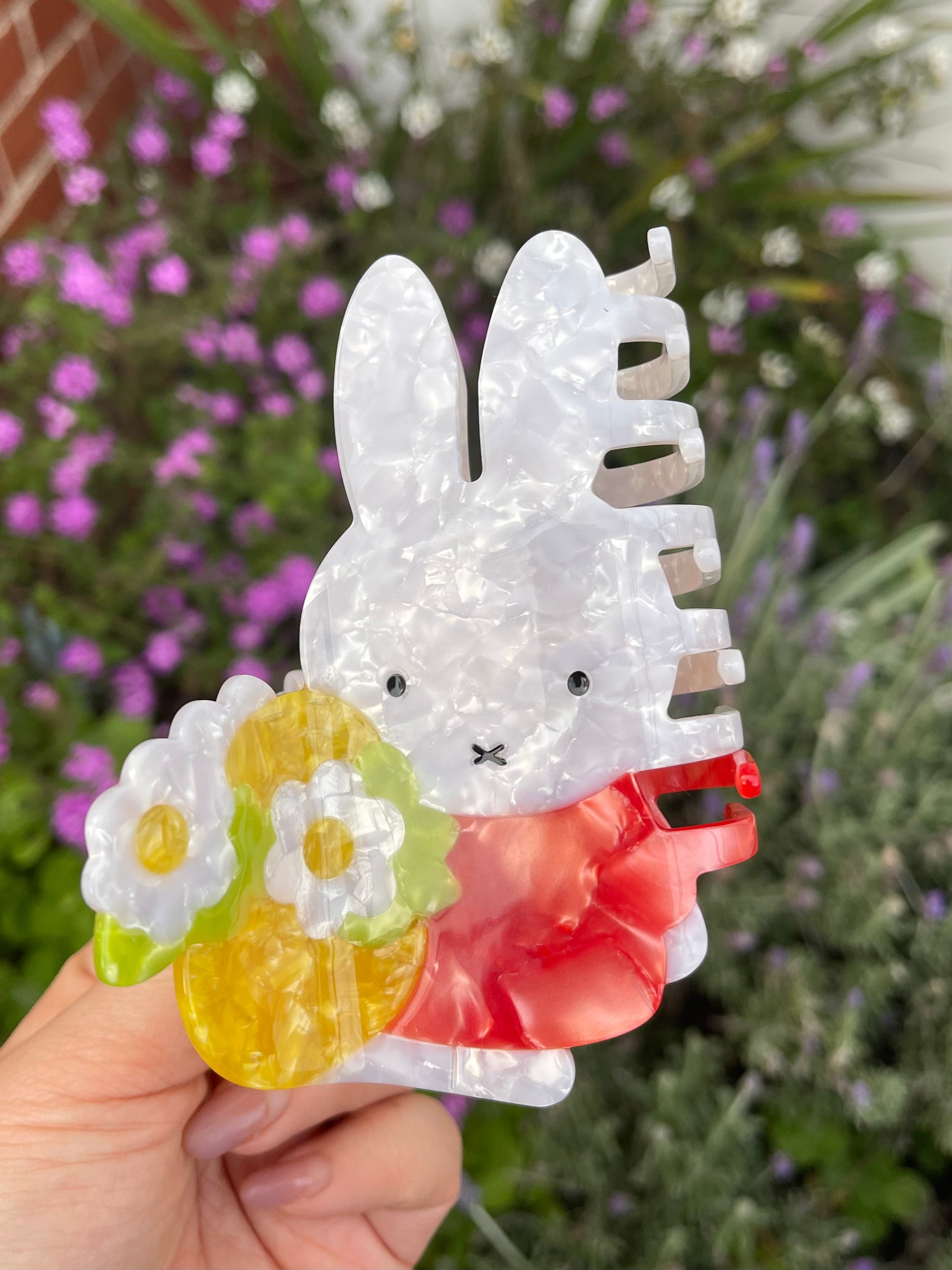 Miffy Hair Claw, Flower Basket, XL