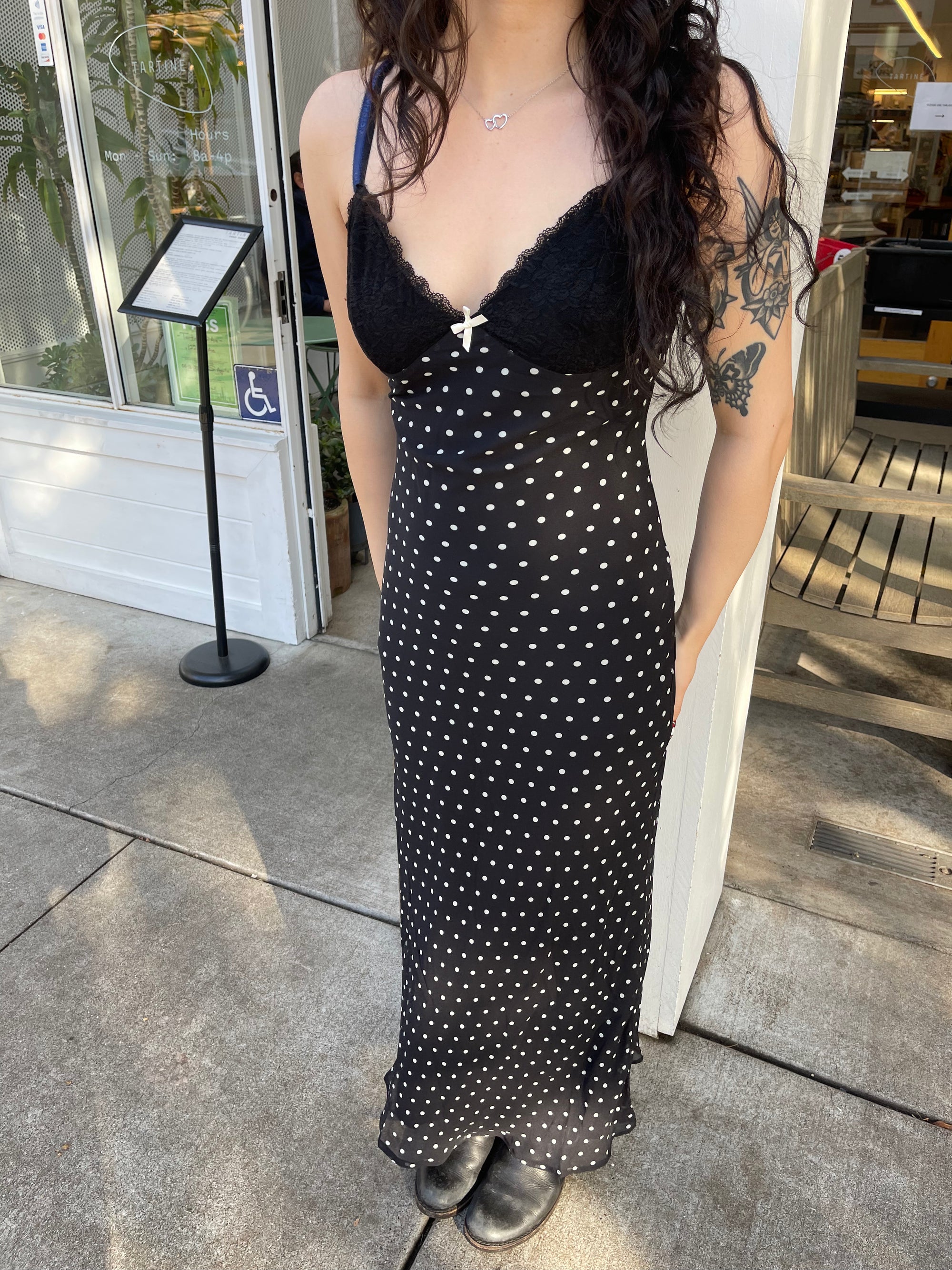 Polka Dot Midi Dress, Black