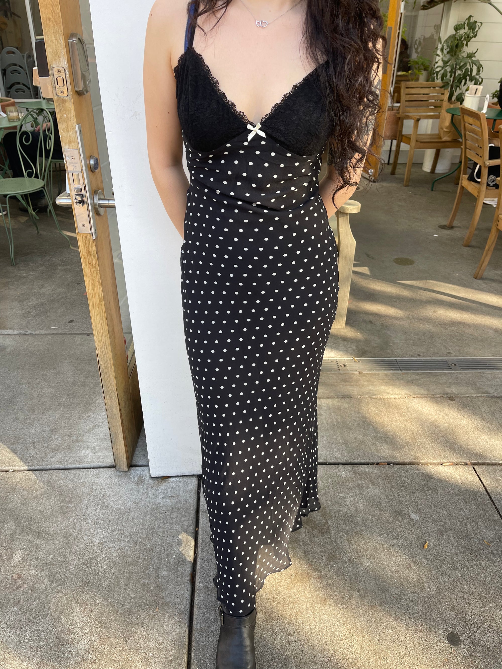 Polka Dot Midi Dress, Black