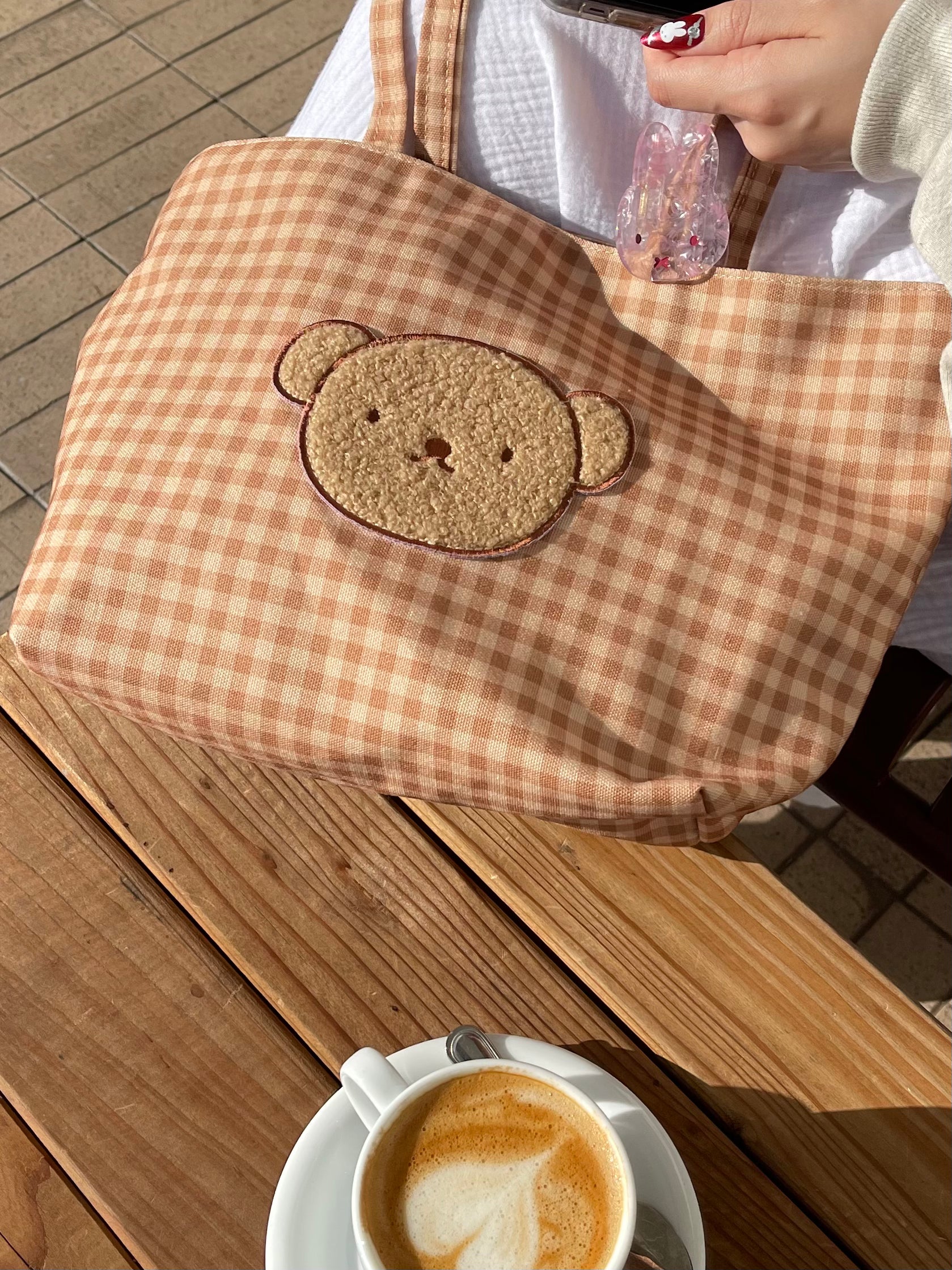 Boris Gingham Tote, Small, Brown