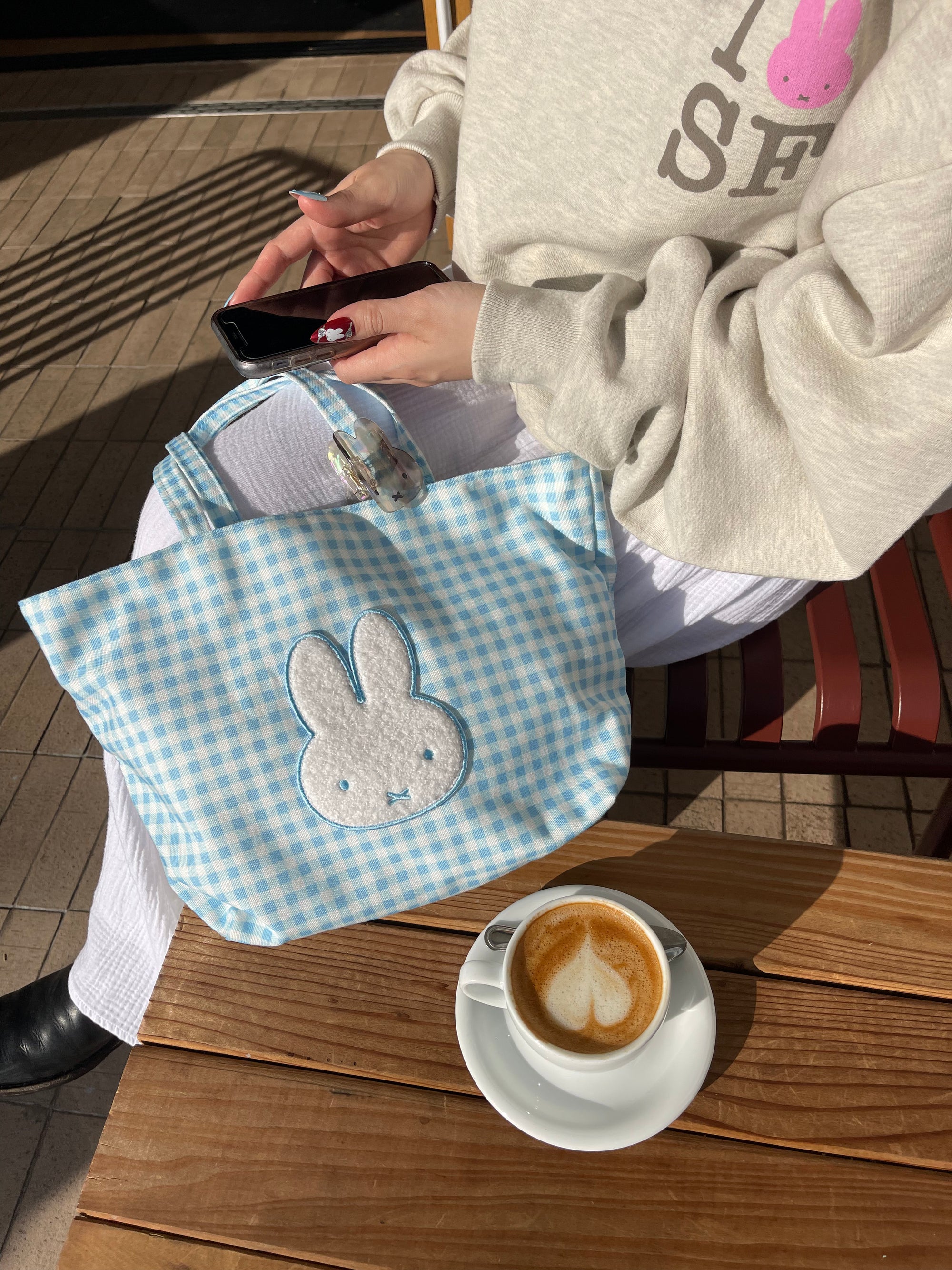 Miffy Gingham Tote, Small, Blue
