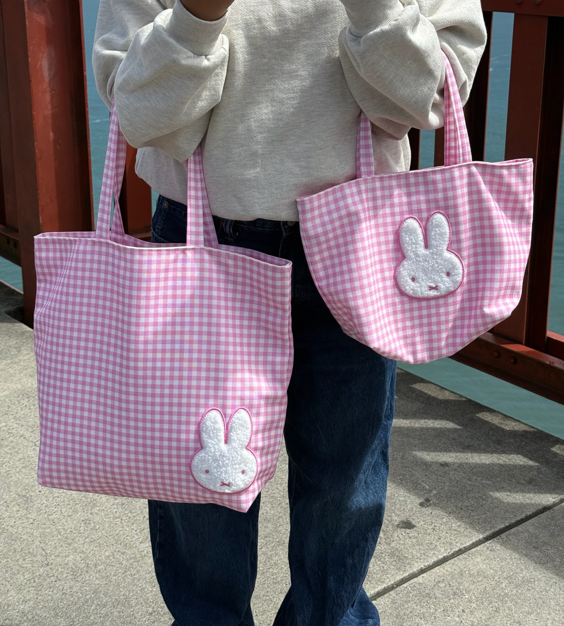 Miffy Pink Gingham Tote, Large
