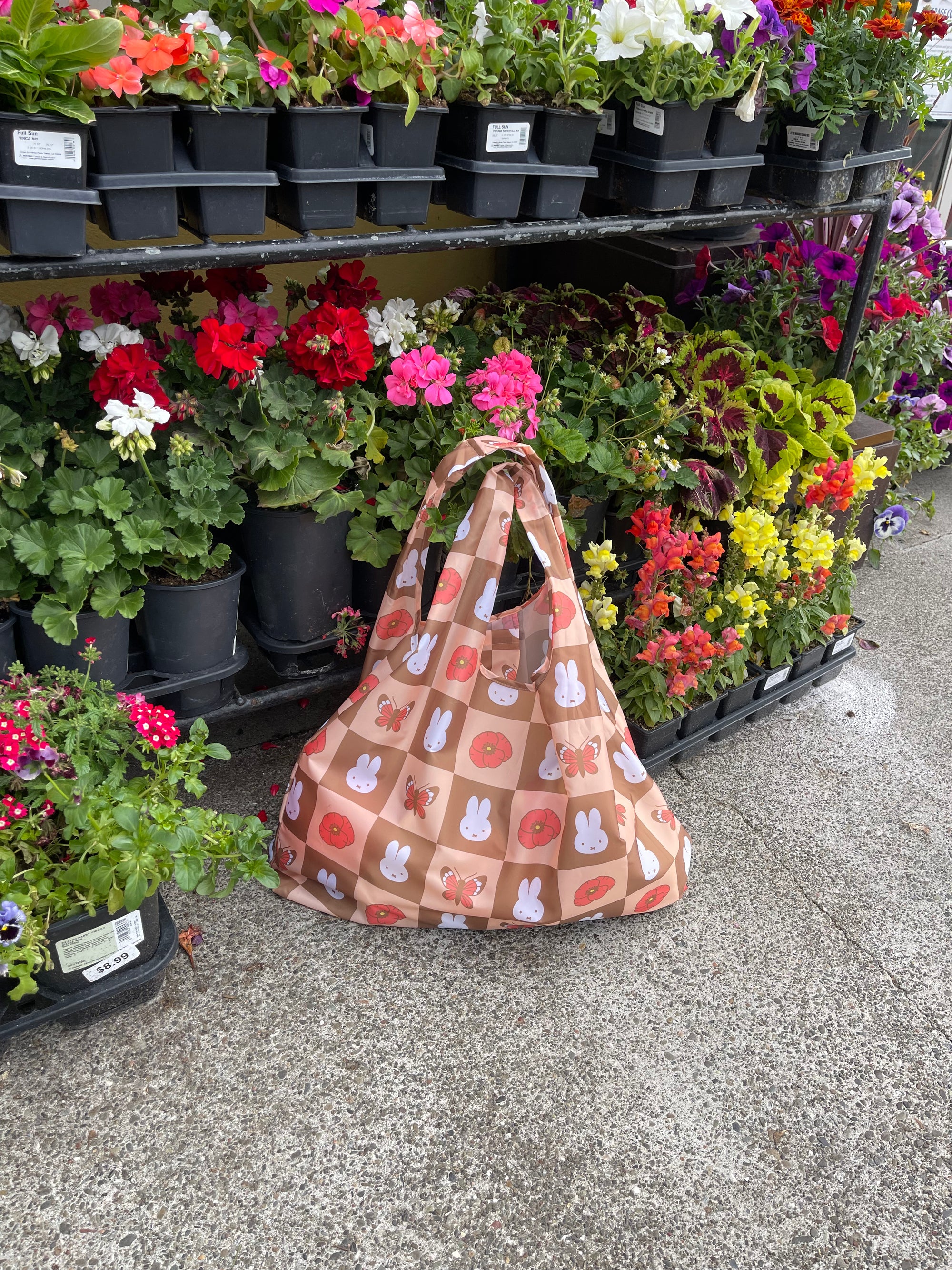 Miffy SF Reusable Tote, Poppy Butterfly, Grid
