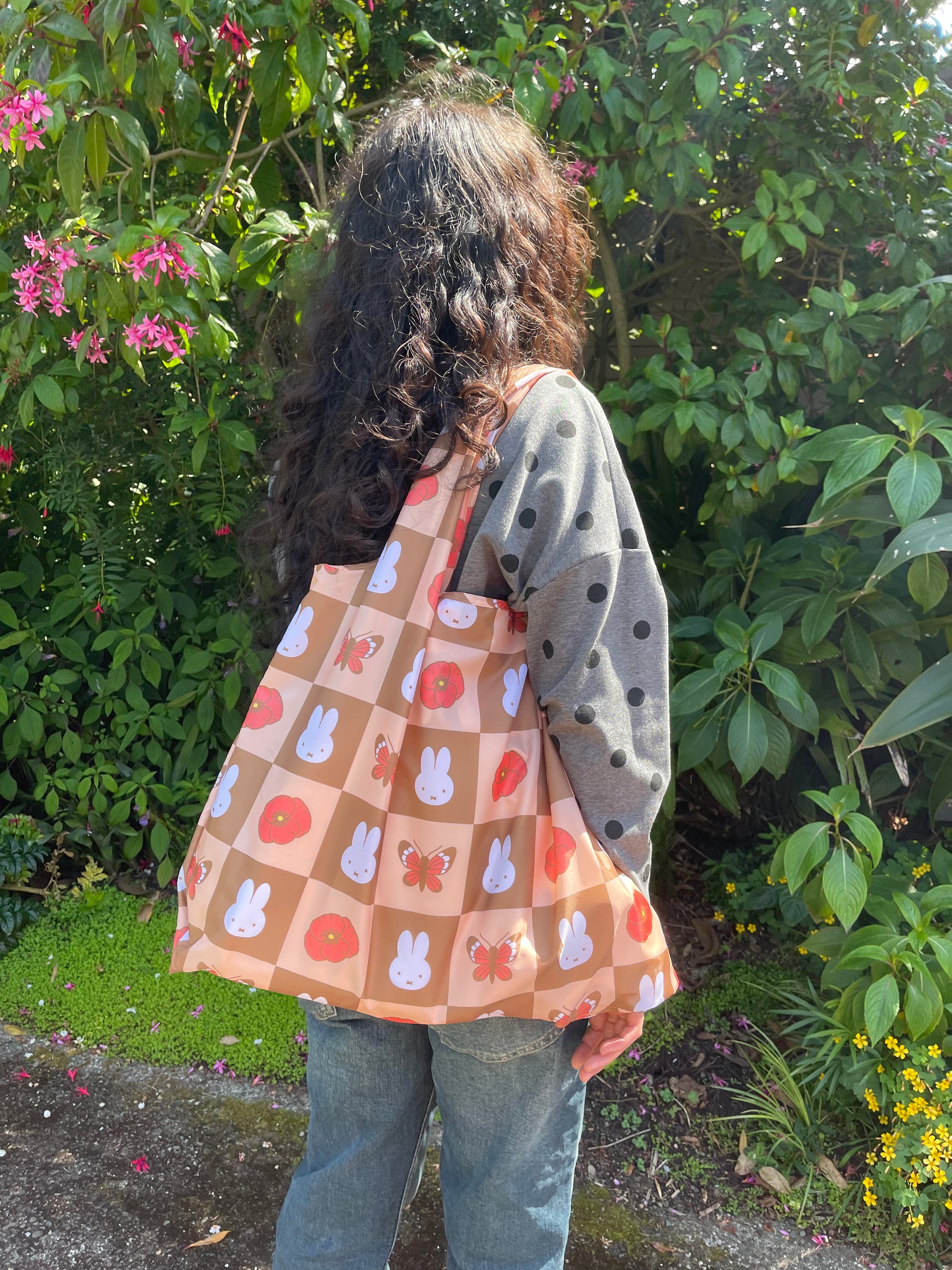 Miffy SF Reusable Tote, Poppy Butterfly, Grid