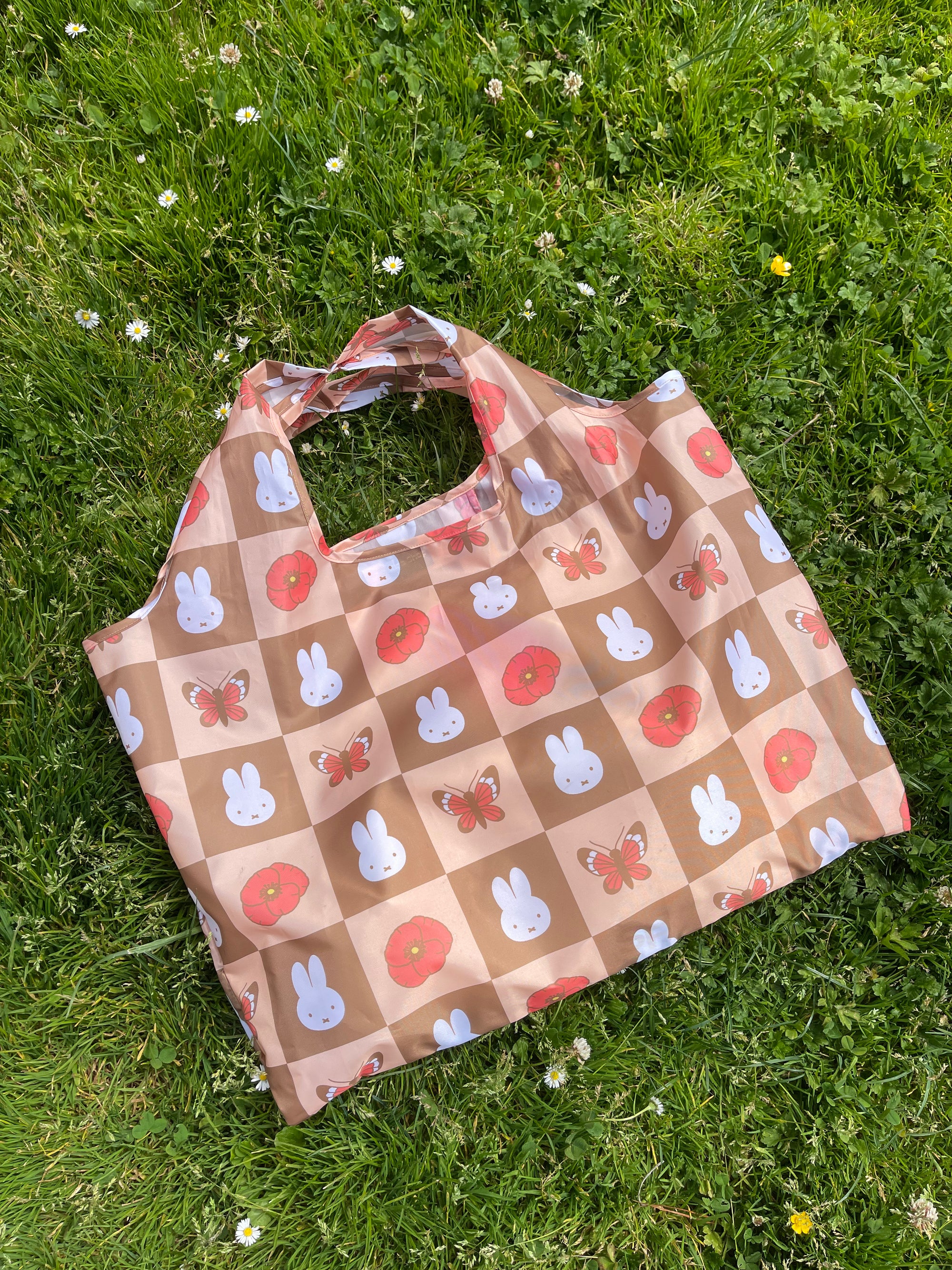 Miffy SF Reusable Tote, Poppy Butterfly, Grid