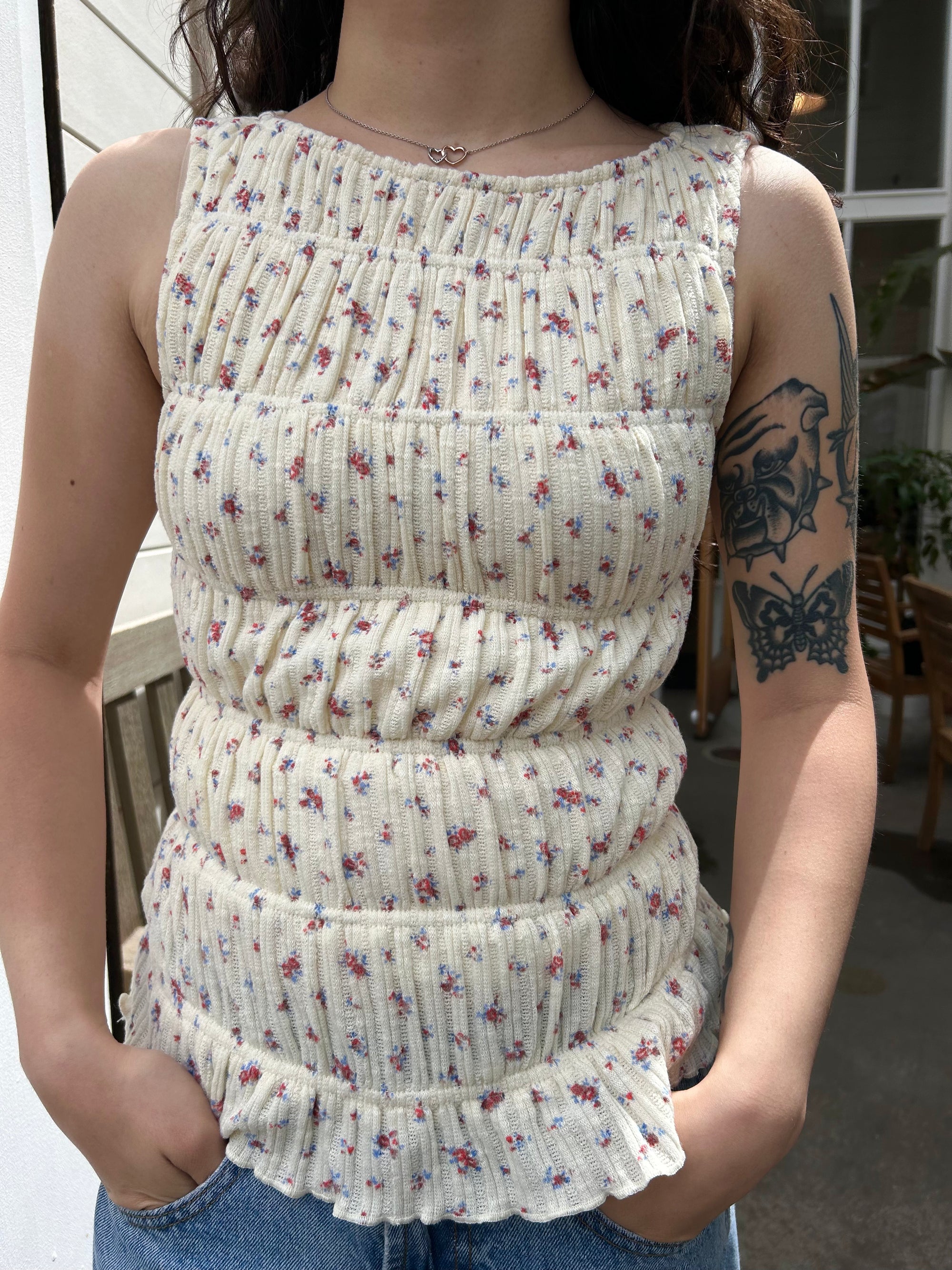 Floral Ribbed Tank Top