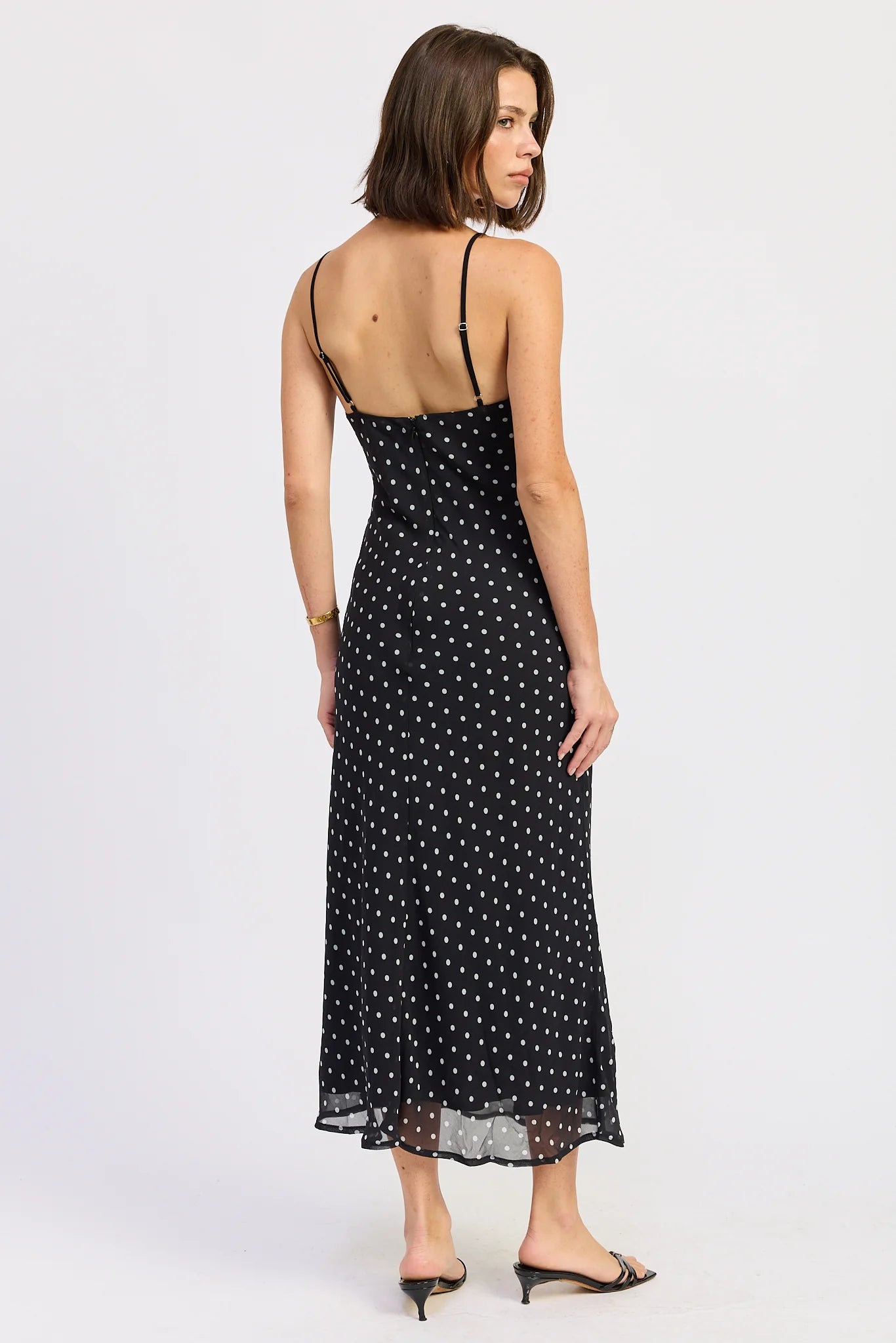 Polka Dot Midi Dress, Black