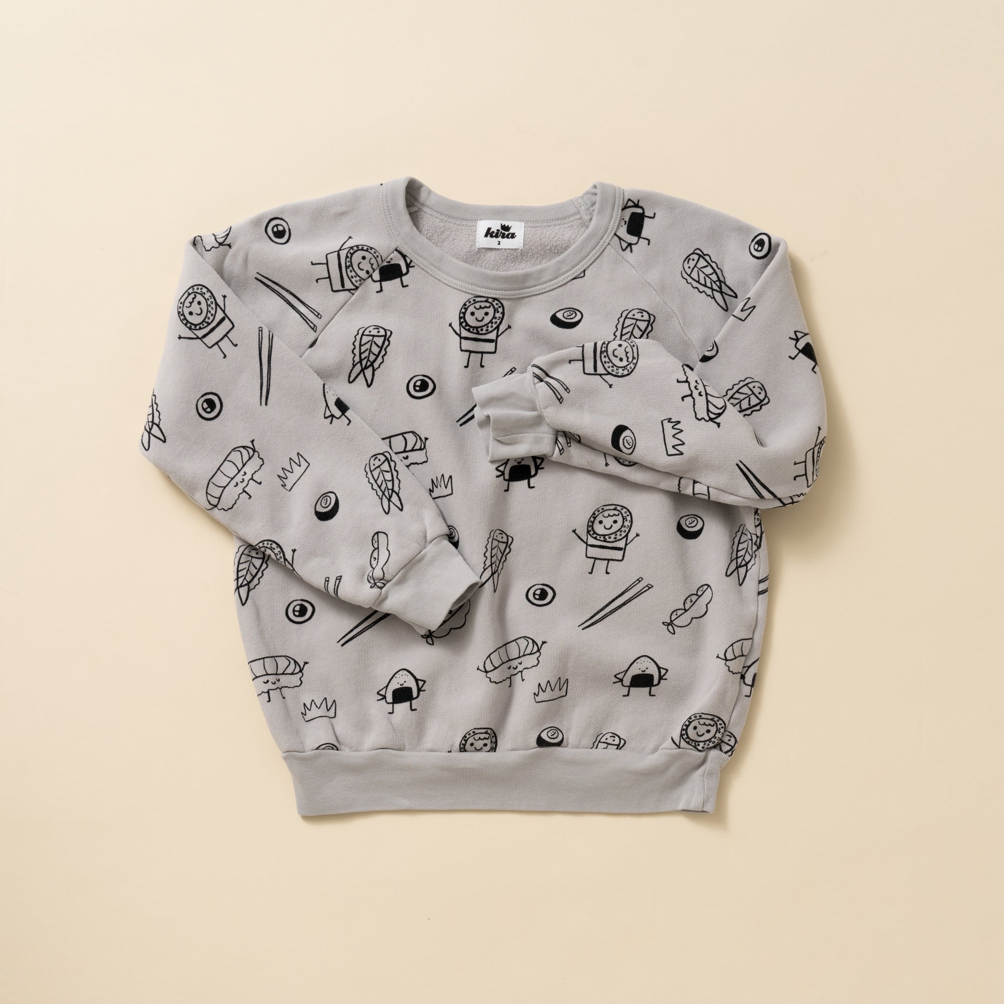 Sushi Fleece Raglan Sweatshirt, Light Grey