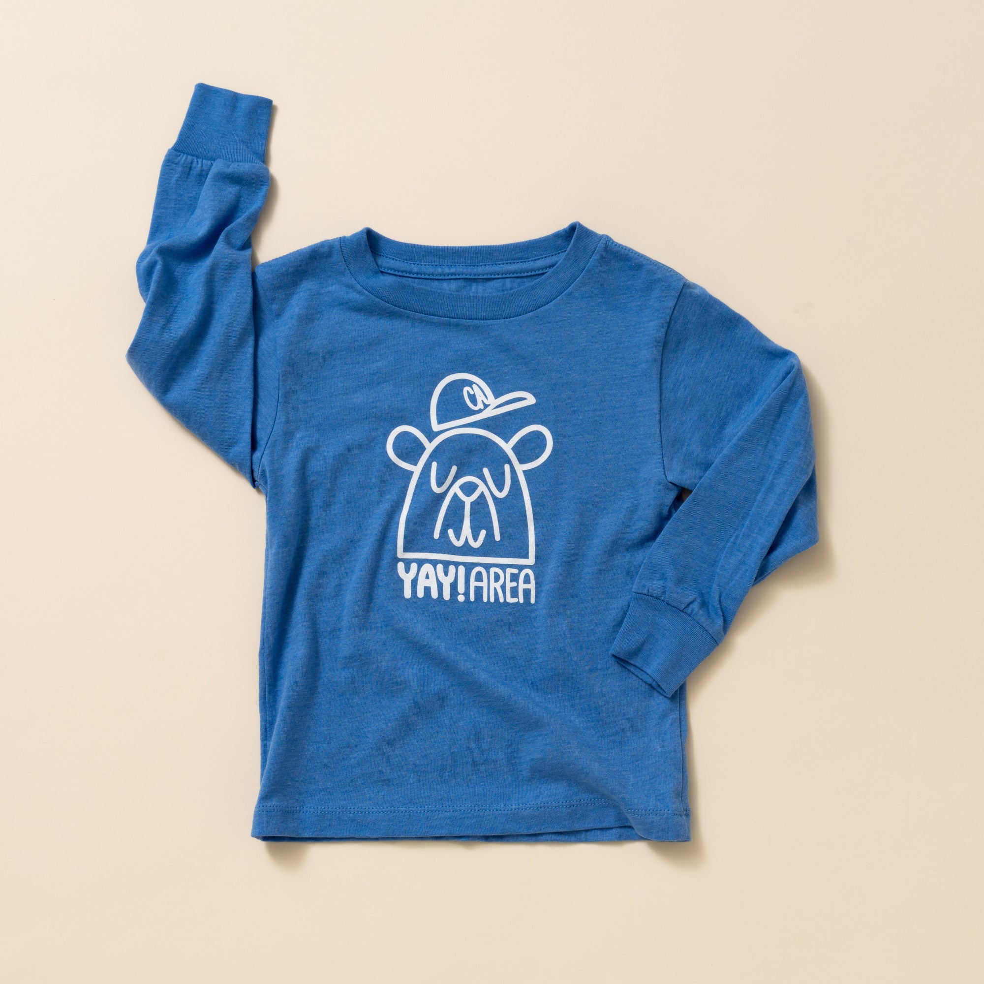 Yay Area Bear Long Sleeve T-Shirt, Heather Blue