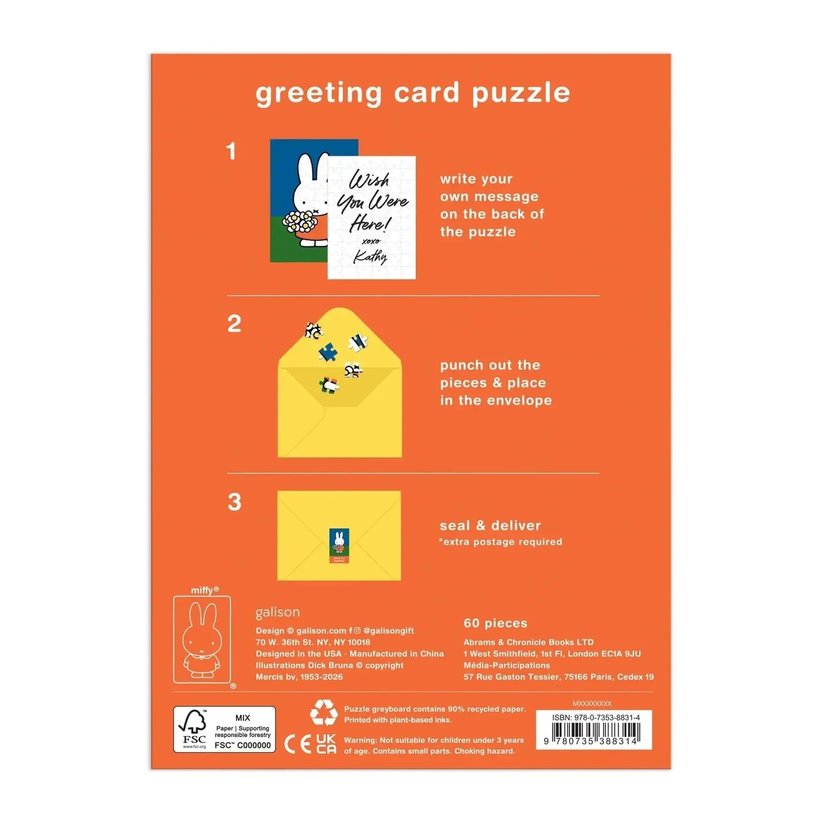 Miffy Greeting Card Puzzle, Miffy with Flowers