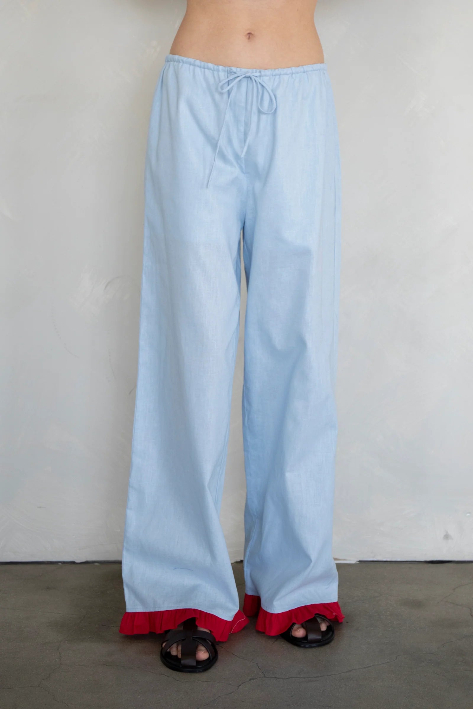 Ruffled Pants, Blue + Red