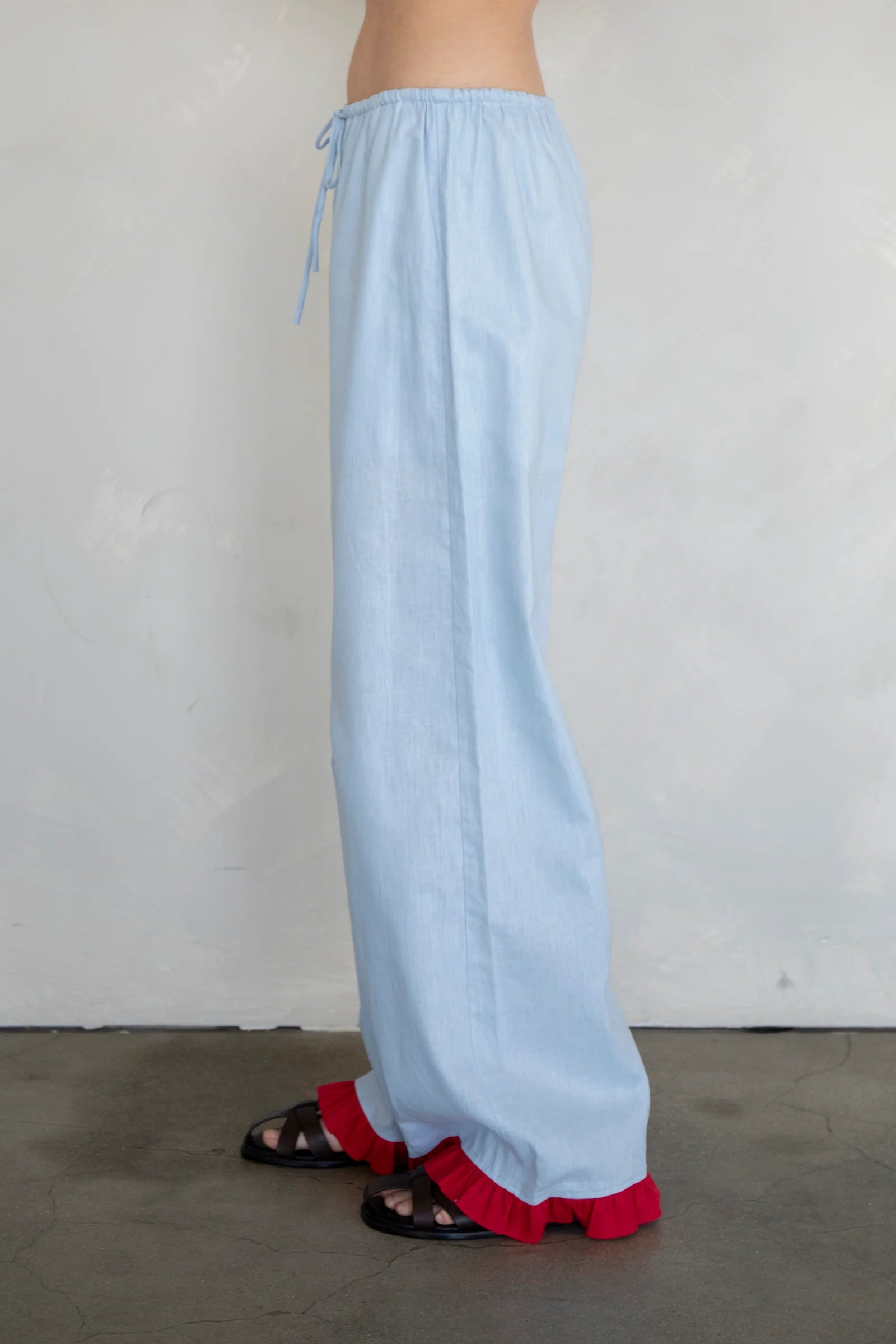 Ruffled Pants, Blue + Red