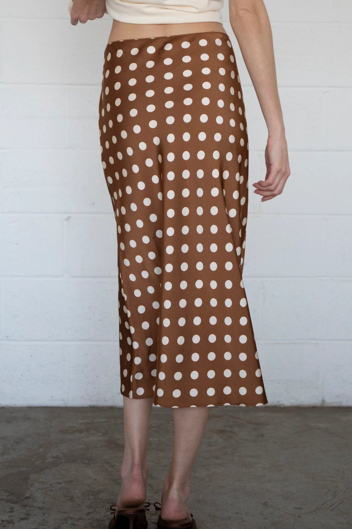 Polka Dot Maxi Skirt, Brown