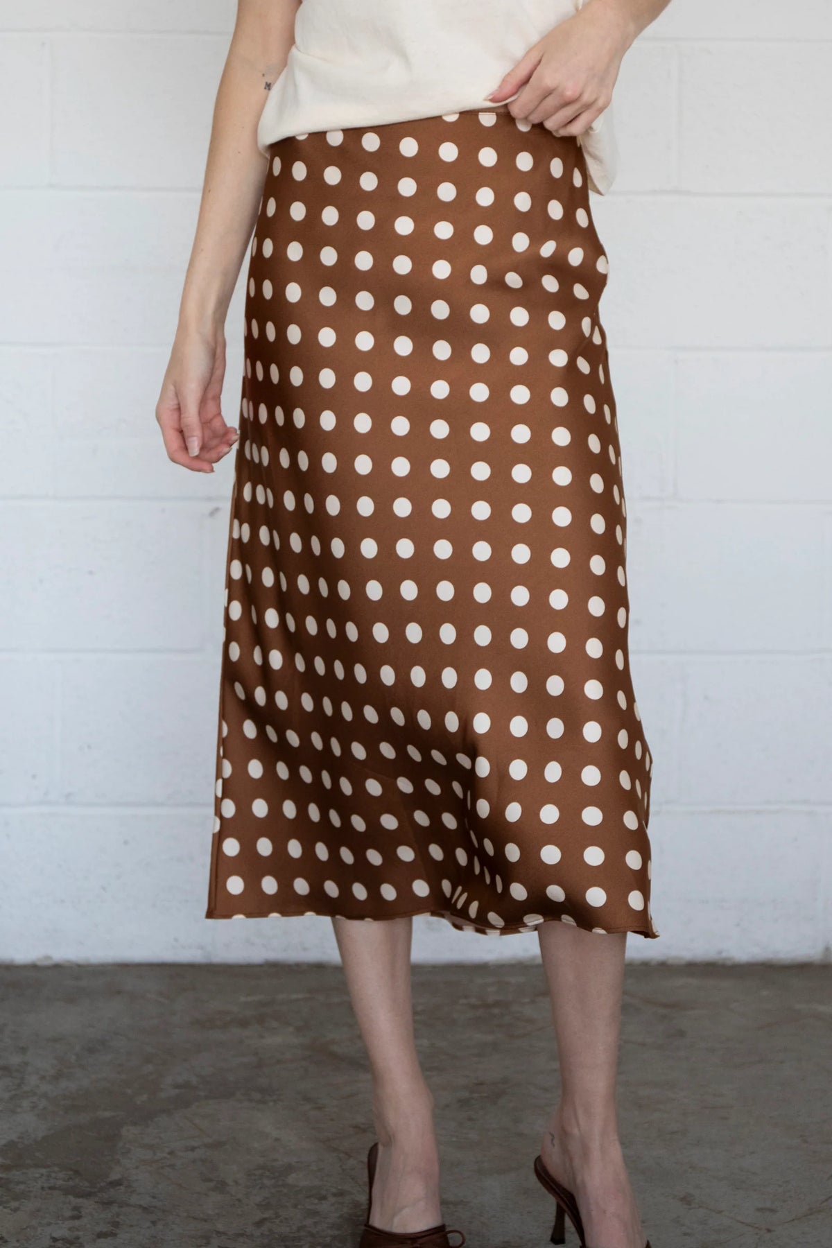 Polka Dot Maxi Skirt, Brown