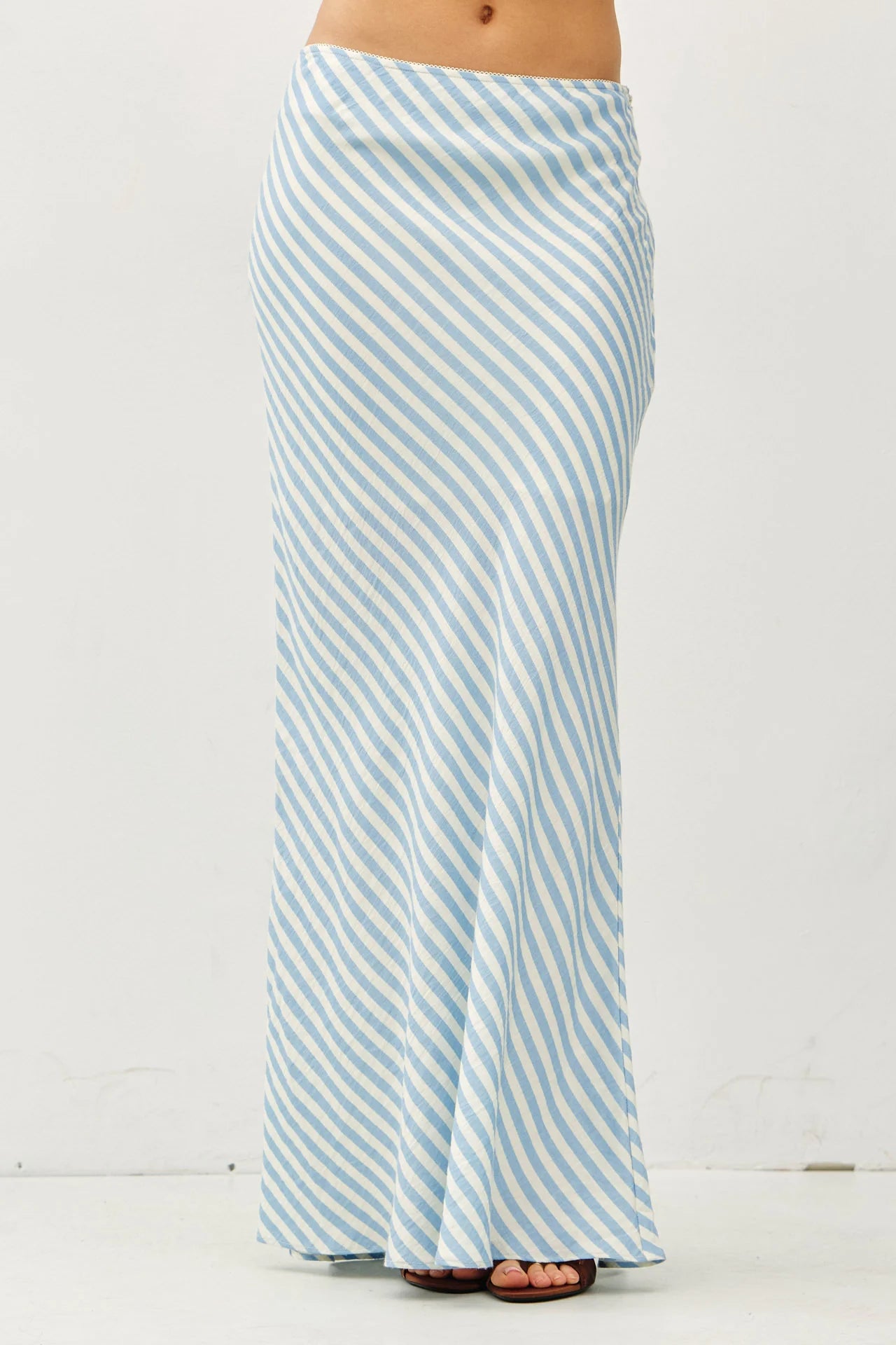 Striped Maxi Skirt, Baby Blue