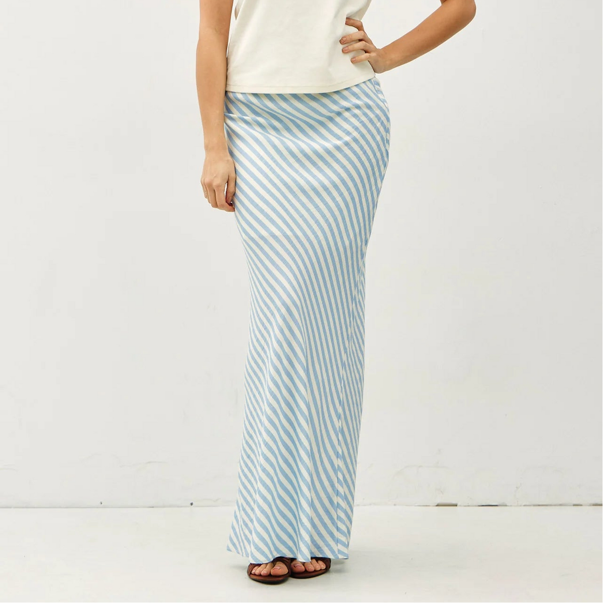 Striped Maxi Skirt, Baby Blue