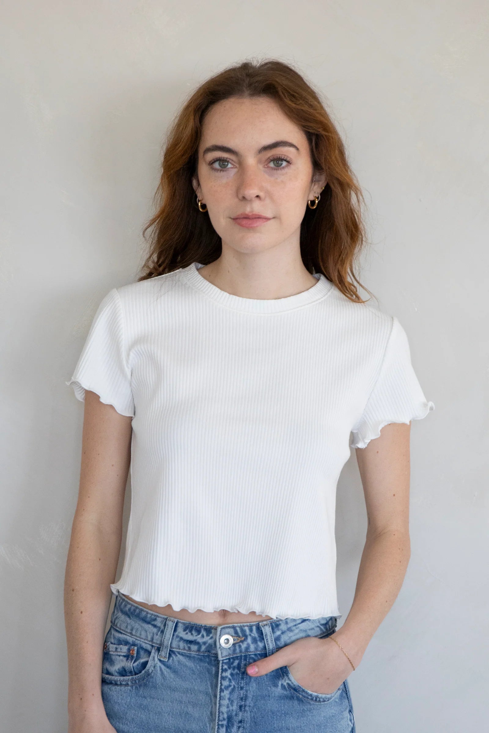 Ribbed Baby Tee, Ivory