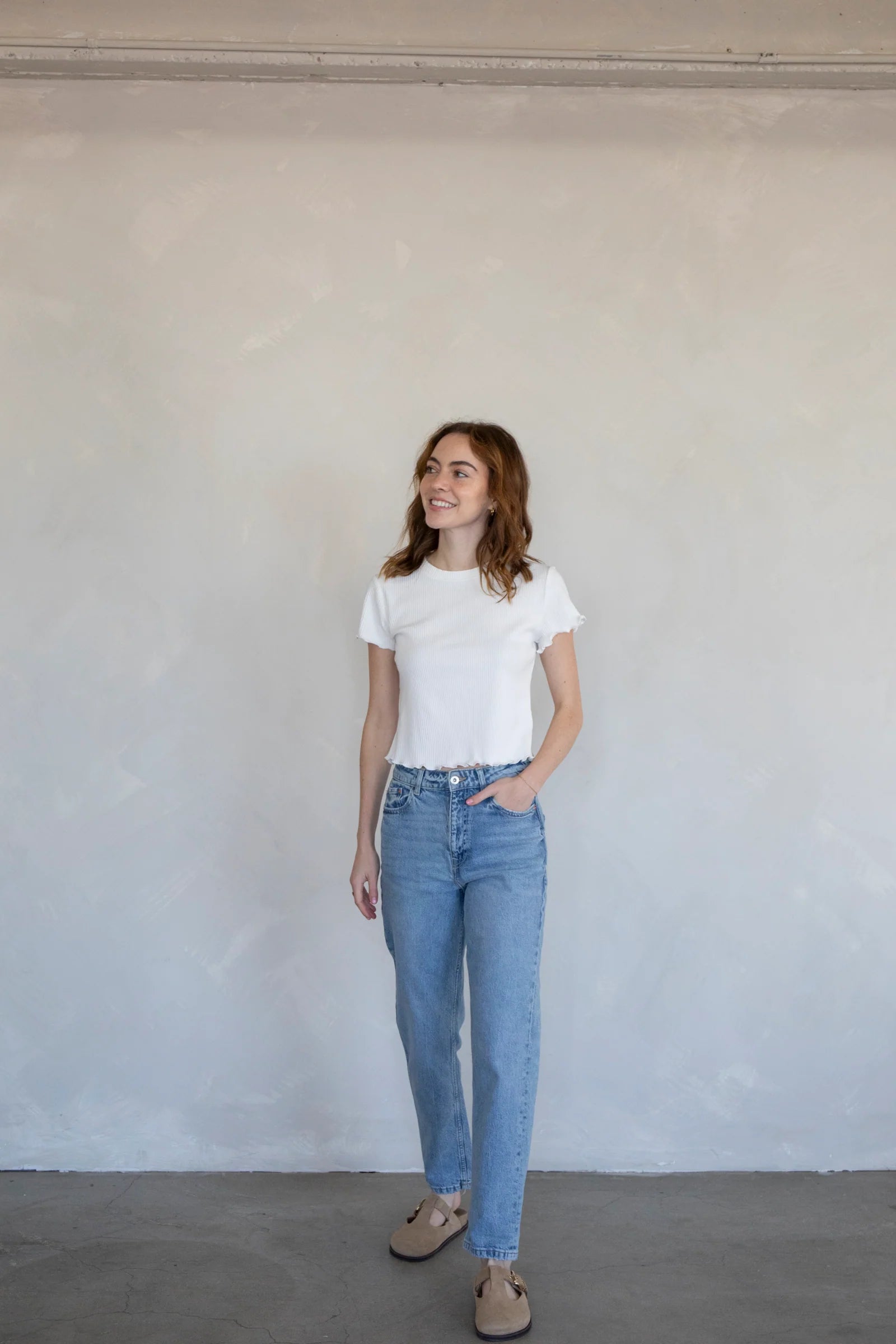 Ribbed Baby Tee, Ivory