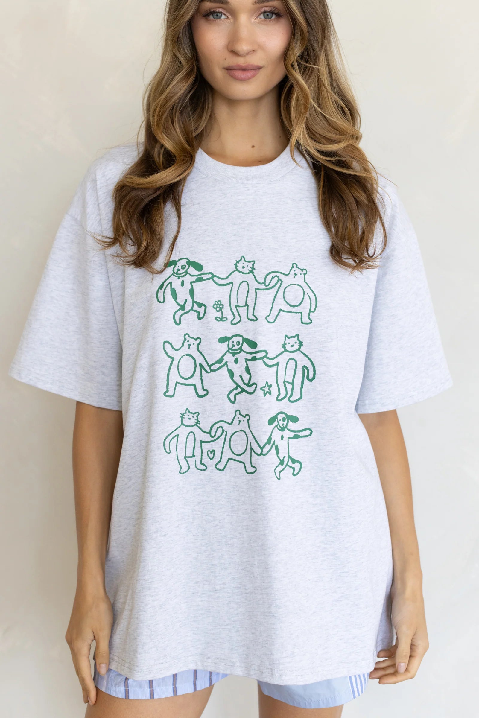 Animal Friends Tee, Heather Grey