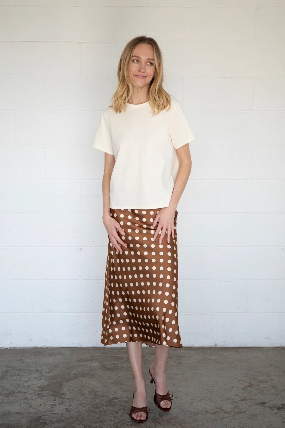 Polka Dot Maxi Skirt, Brown