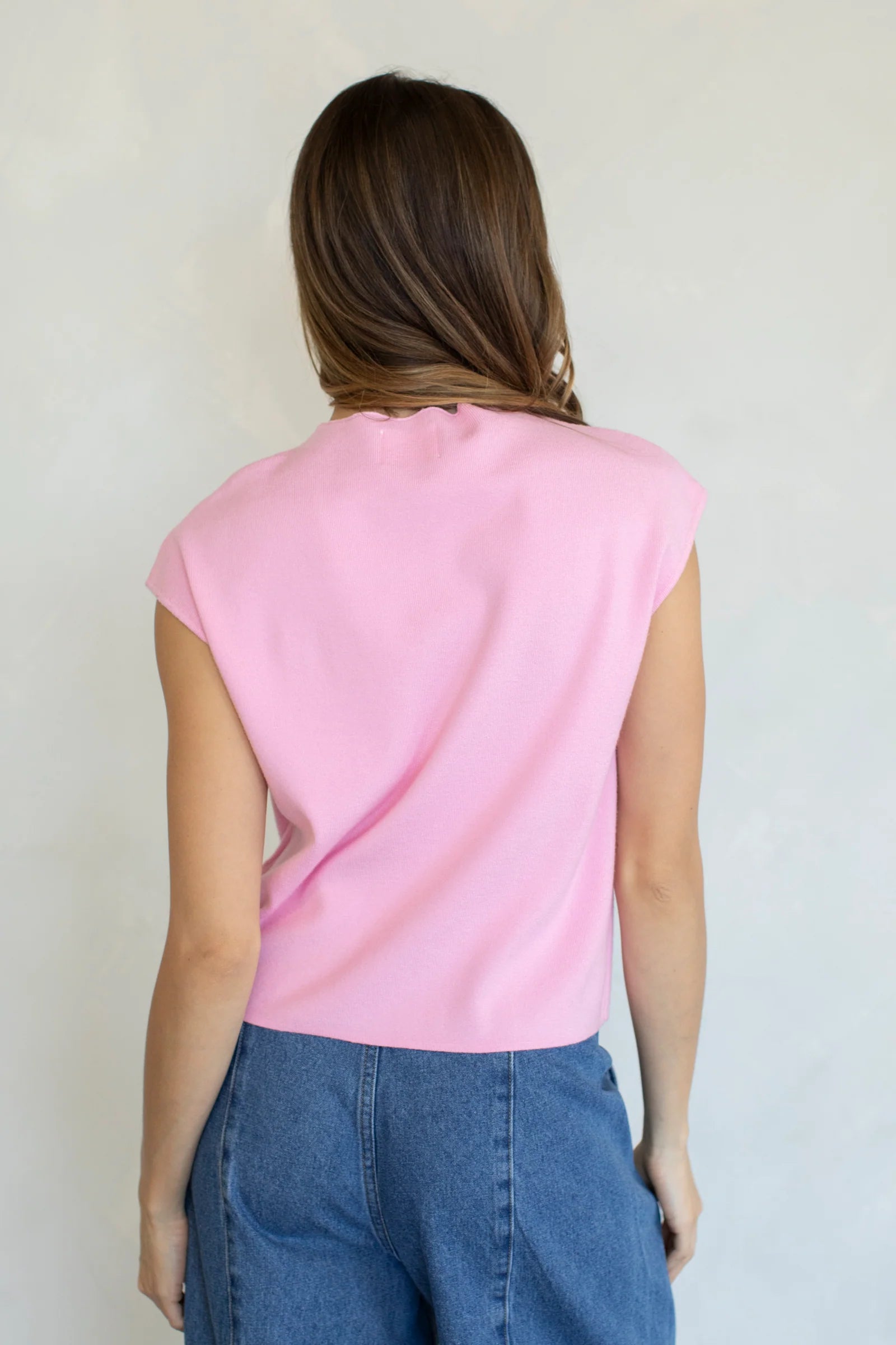 Short Sleeve Mockneck Cardigan, Light Pink