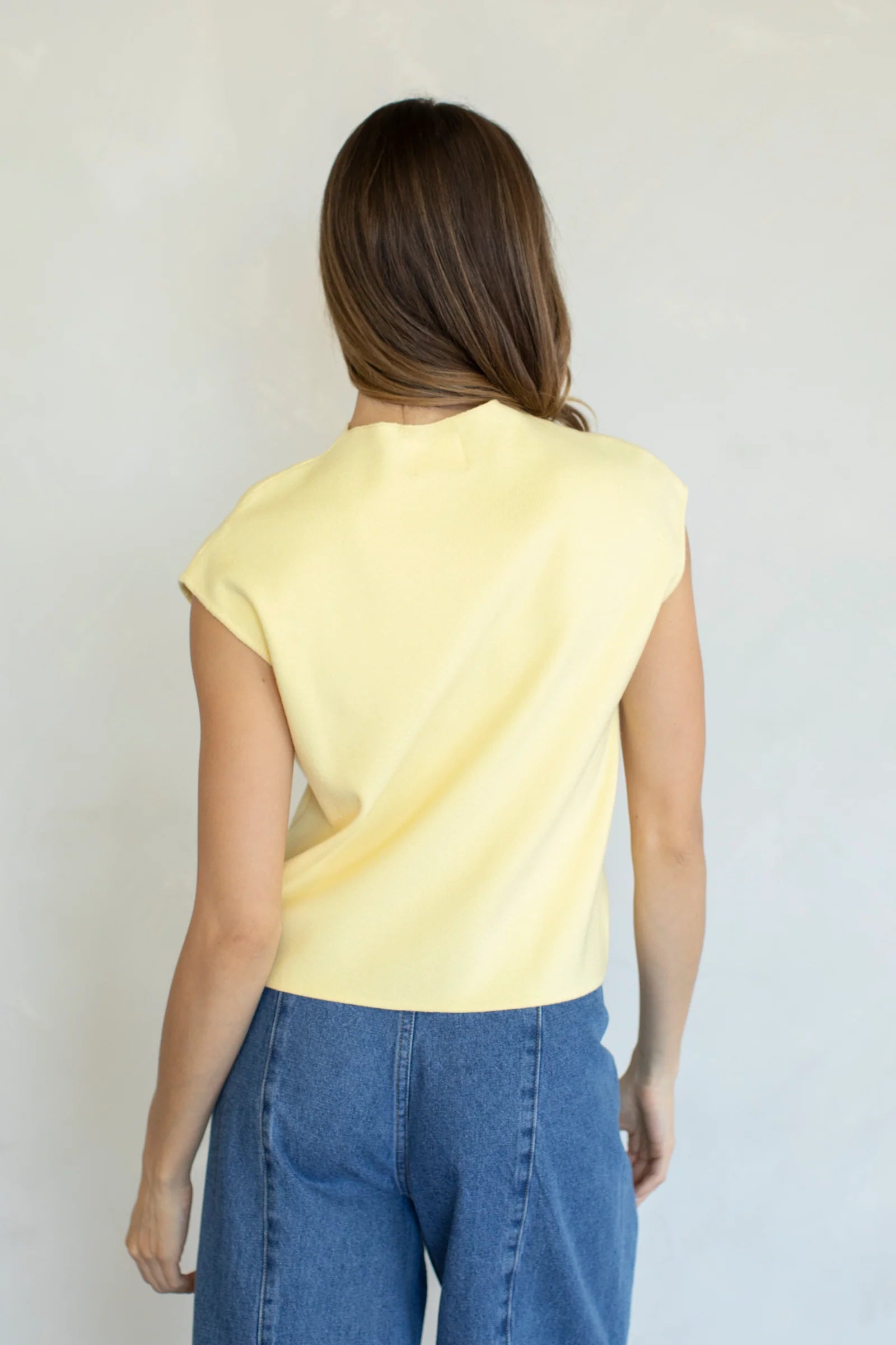 Short Sleeve Mockneck Cardigan, Lemon