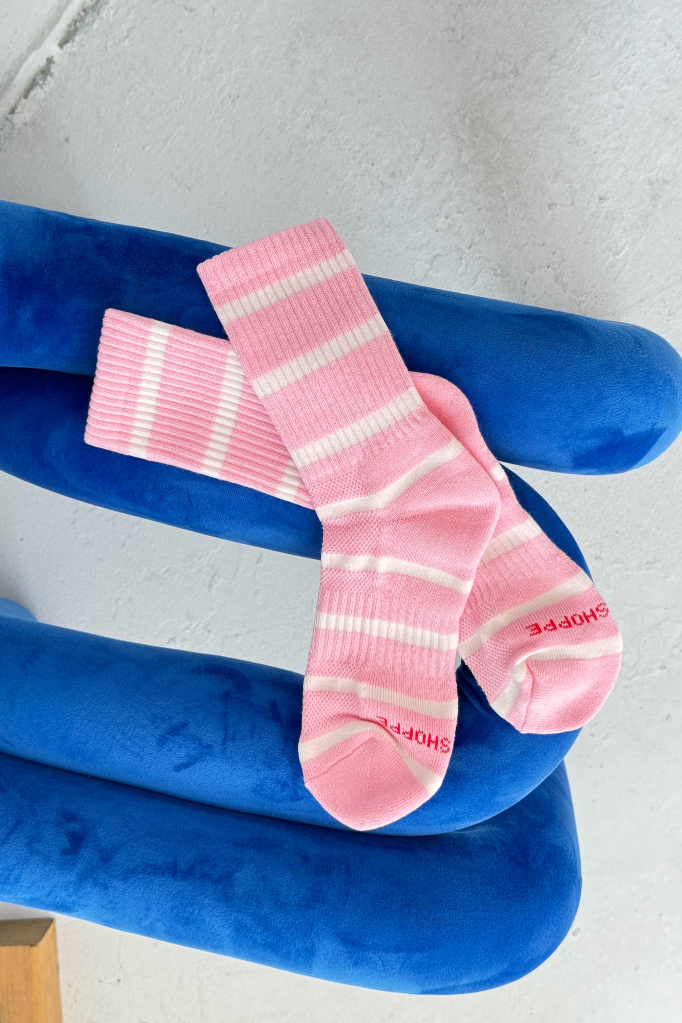 Boyfriend Socks, Pink White Stripe