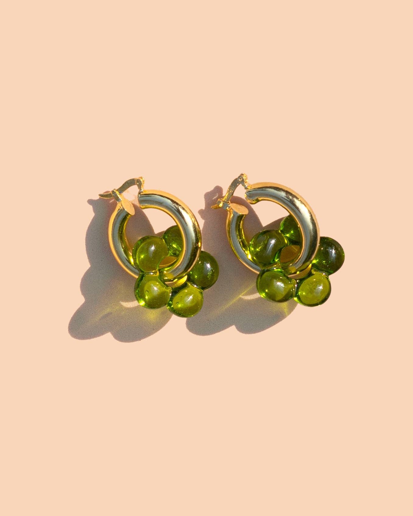 Dazy Glaze Hoops, Grass, Gold