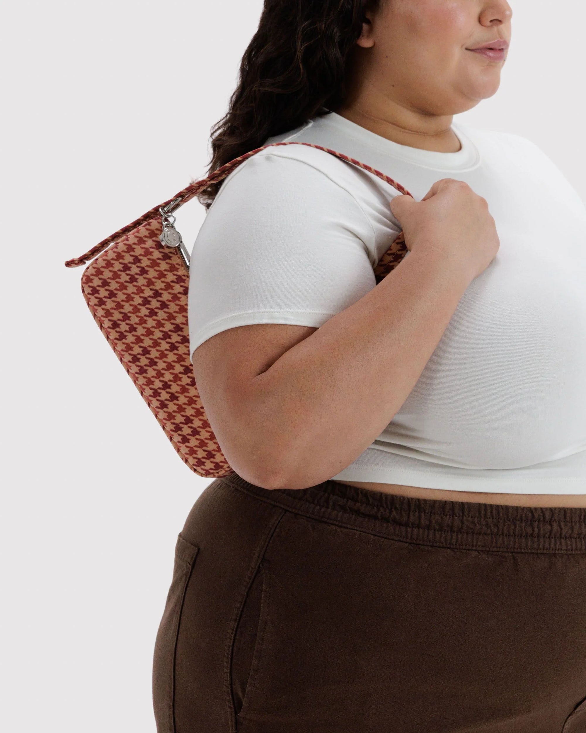 Nylon Pochette, Tan Houndstooth