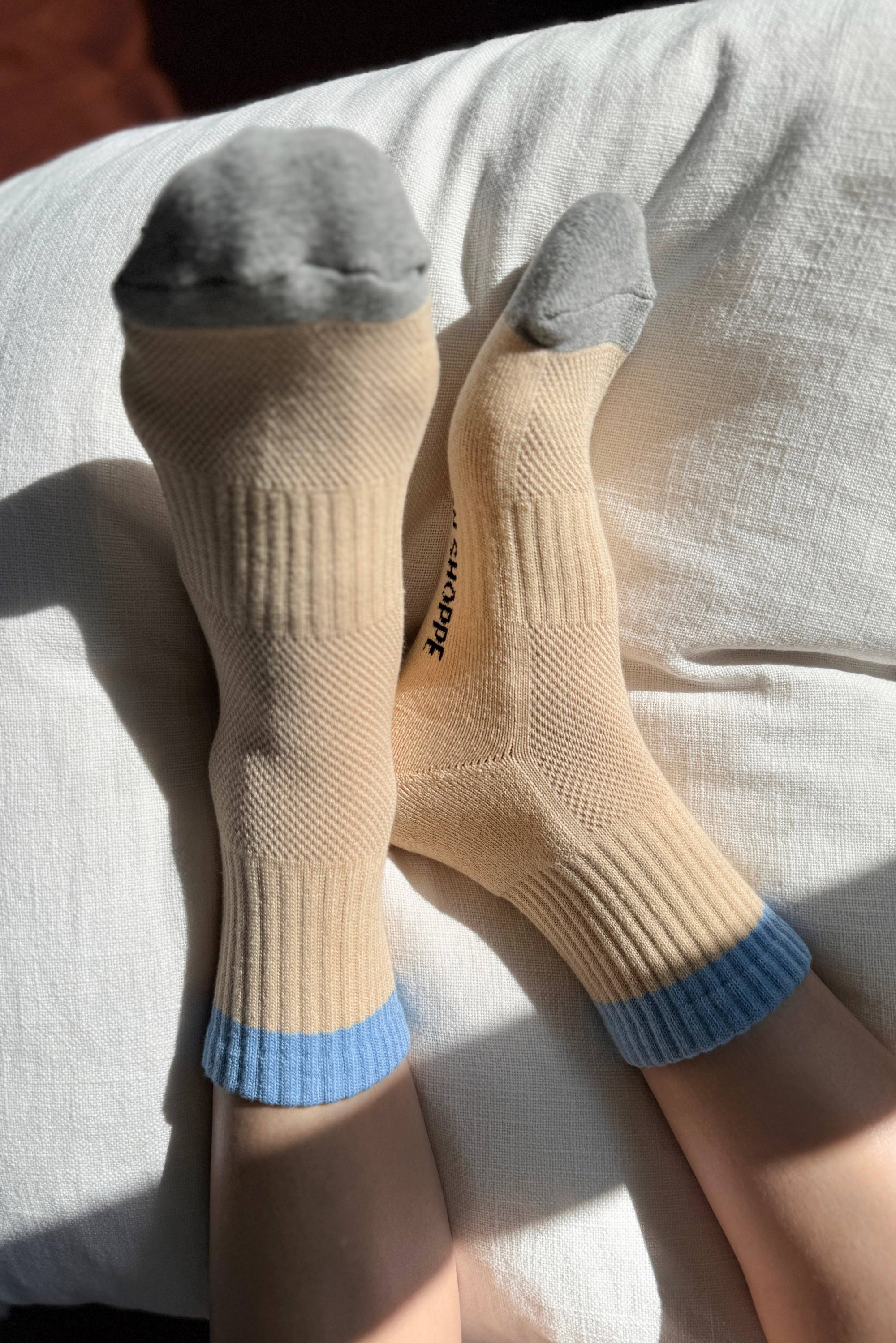 Color Block Girlfriend Socks, Yellow Blue