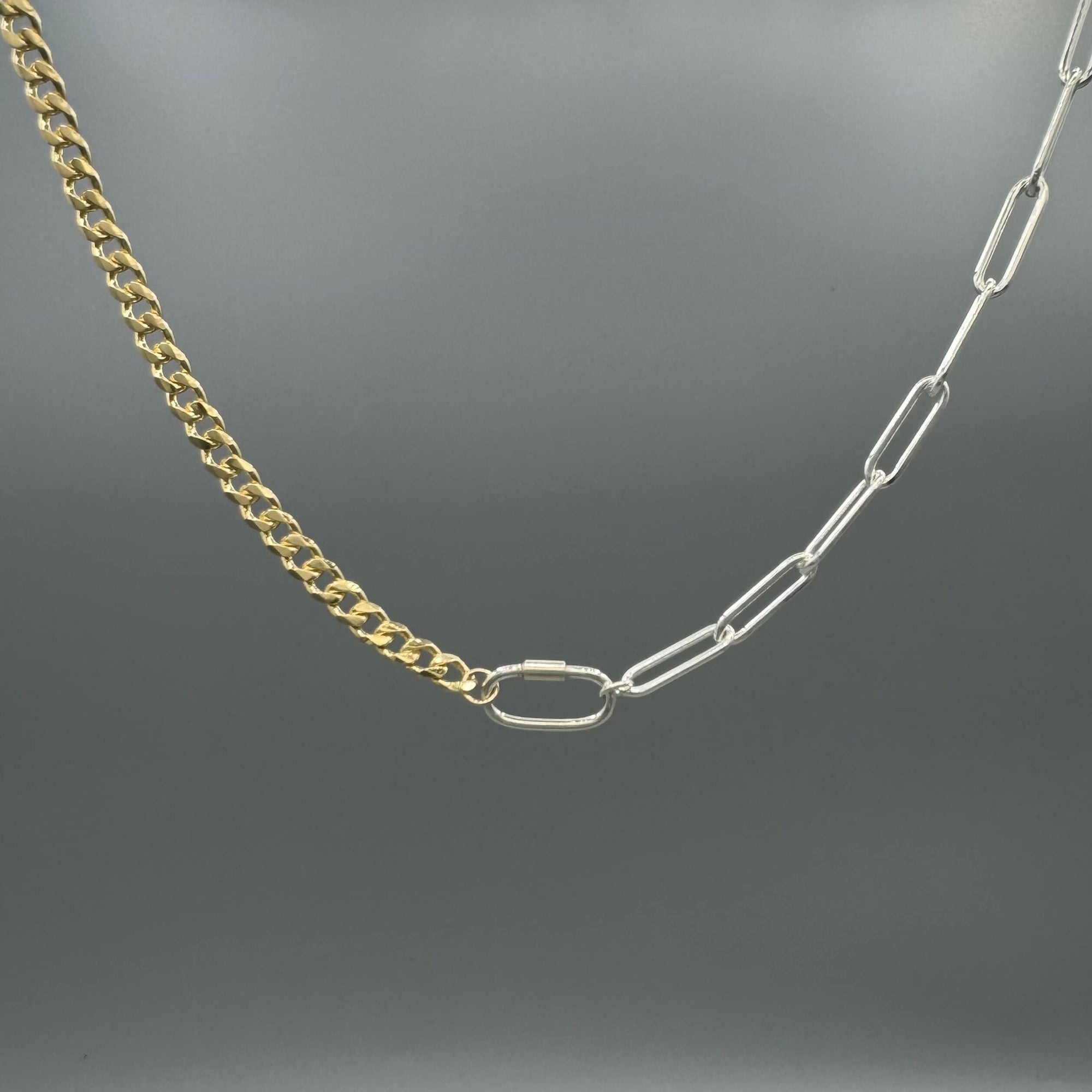 Half Paperclip & Half Curb Carabiner Necklace