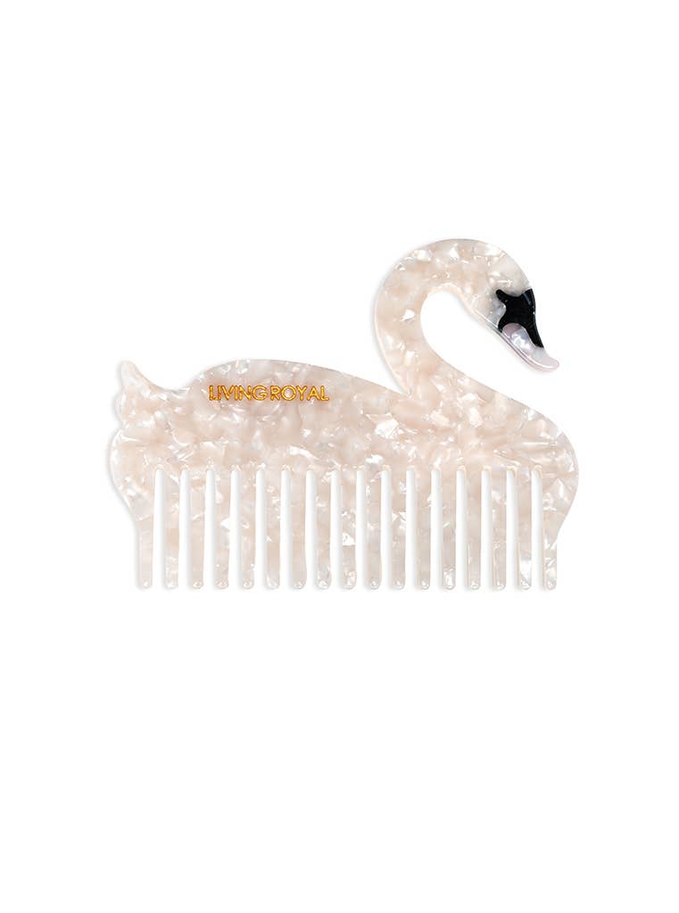 Wide-Tooth Mini Hair Comb, Swan