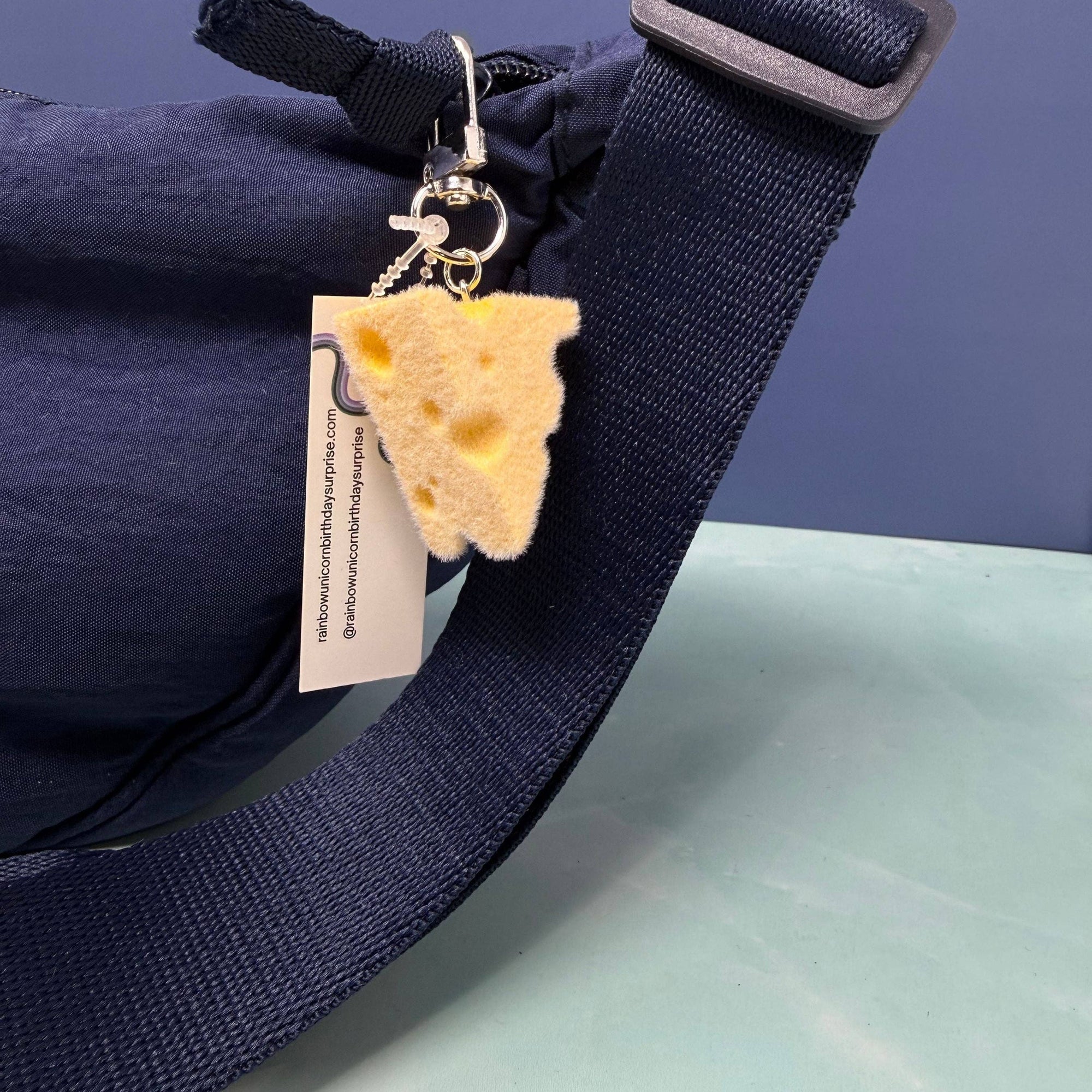 Mini Flocked Cheese Keychain