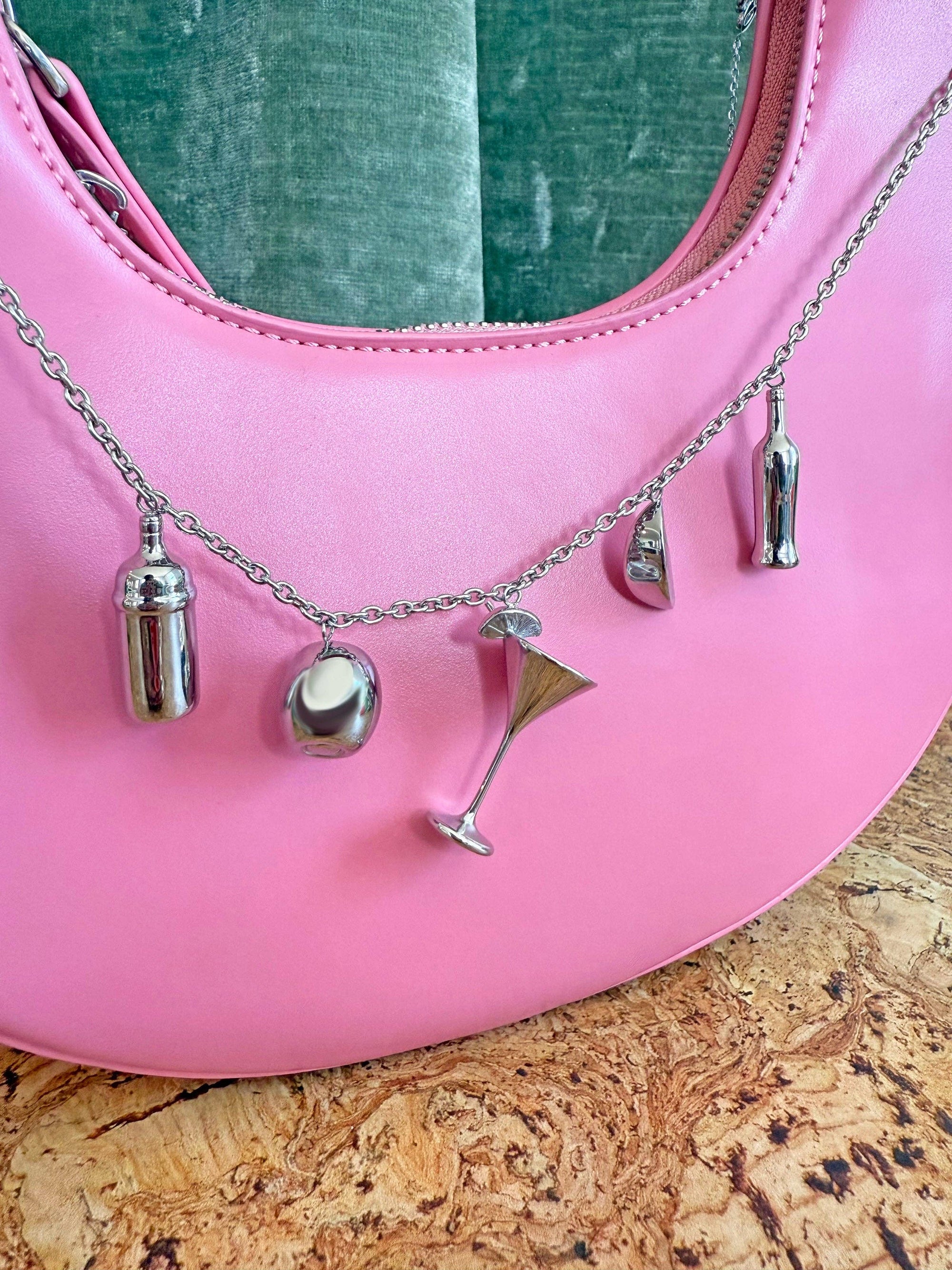 Martini Charm Necklace- Silver