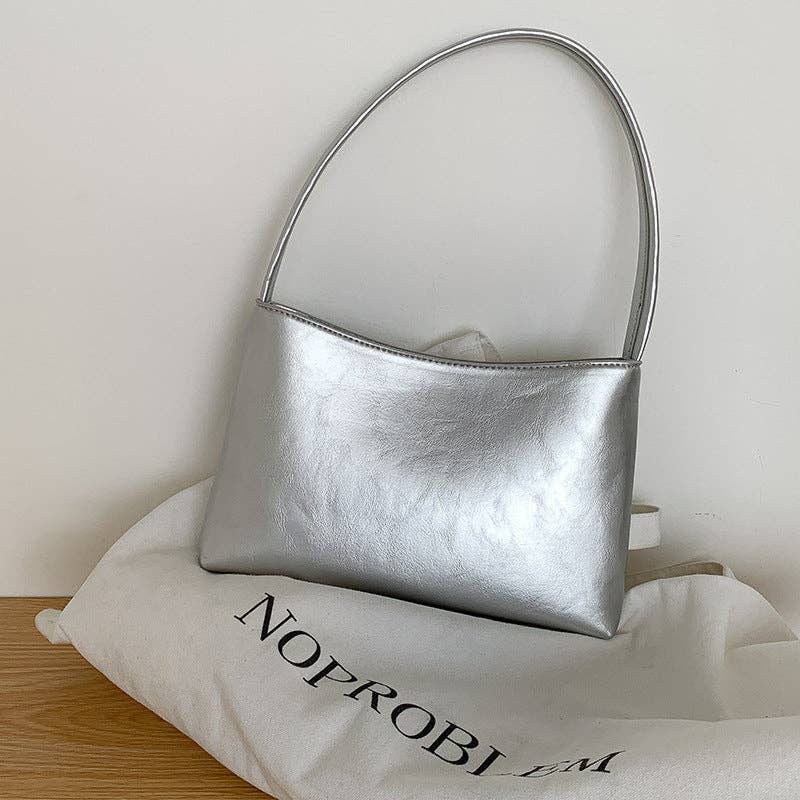 Faux Leather Bag, Silver