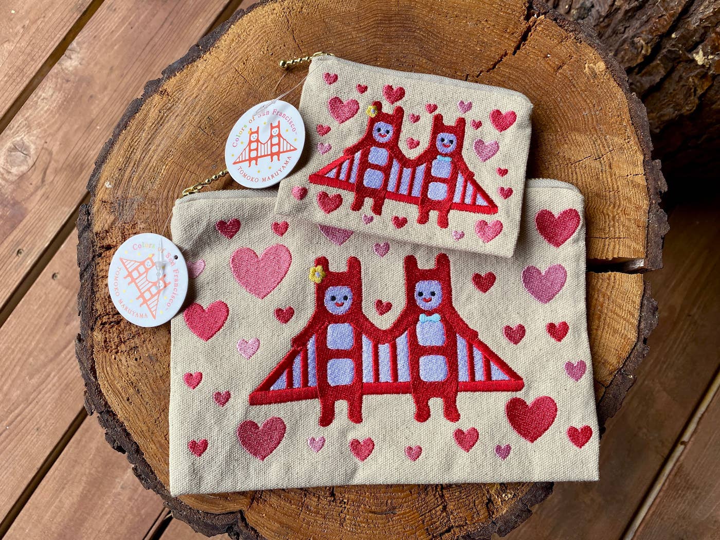 Embroidered Golden Gate Twins Coin Purse