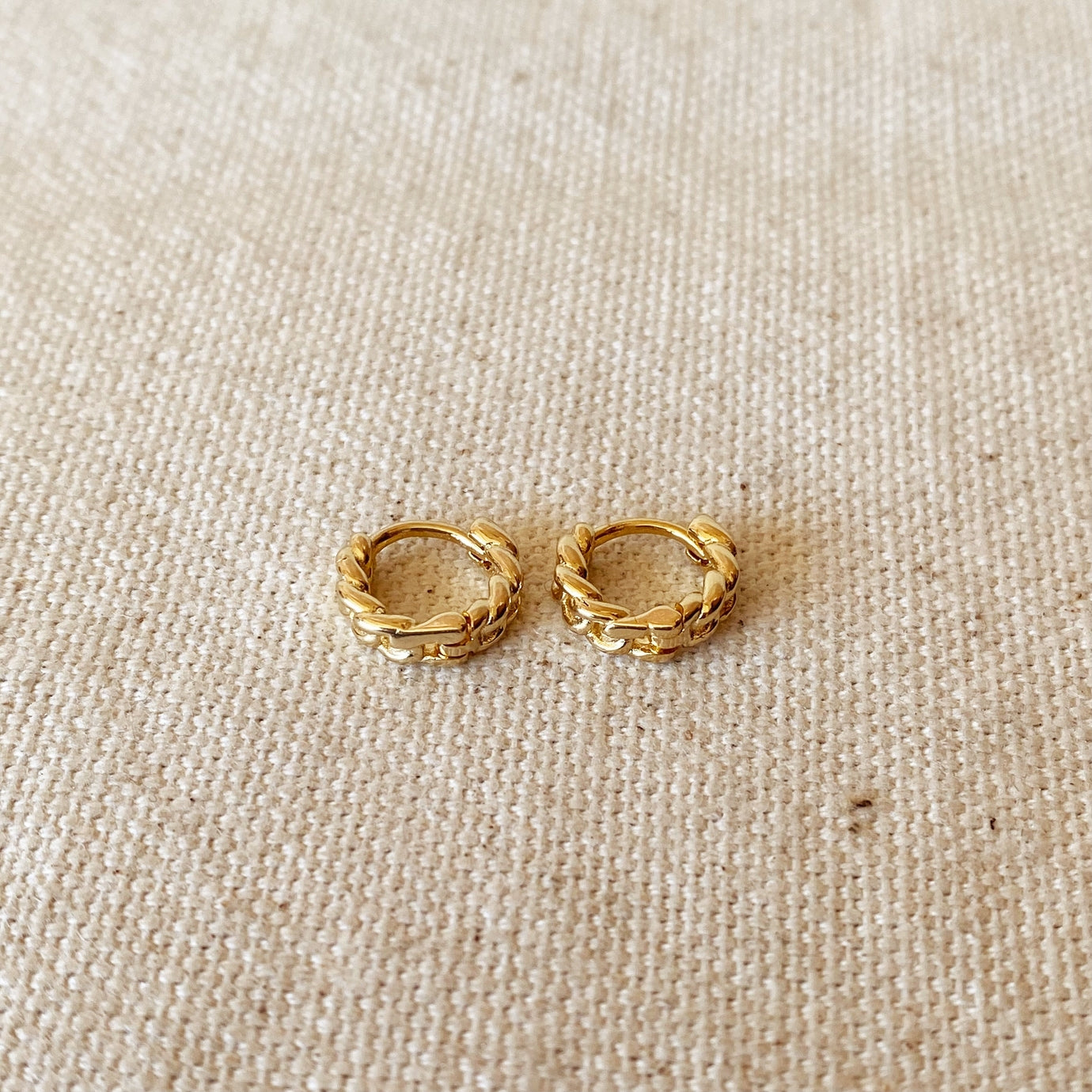 Cuban Chain Clicker Earring, 18k Gold Filled