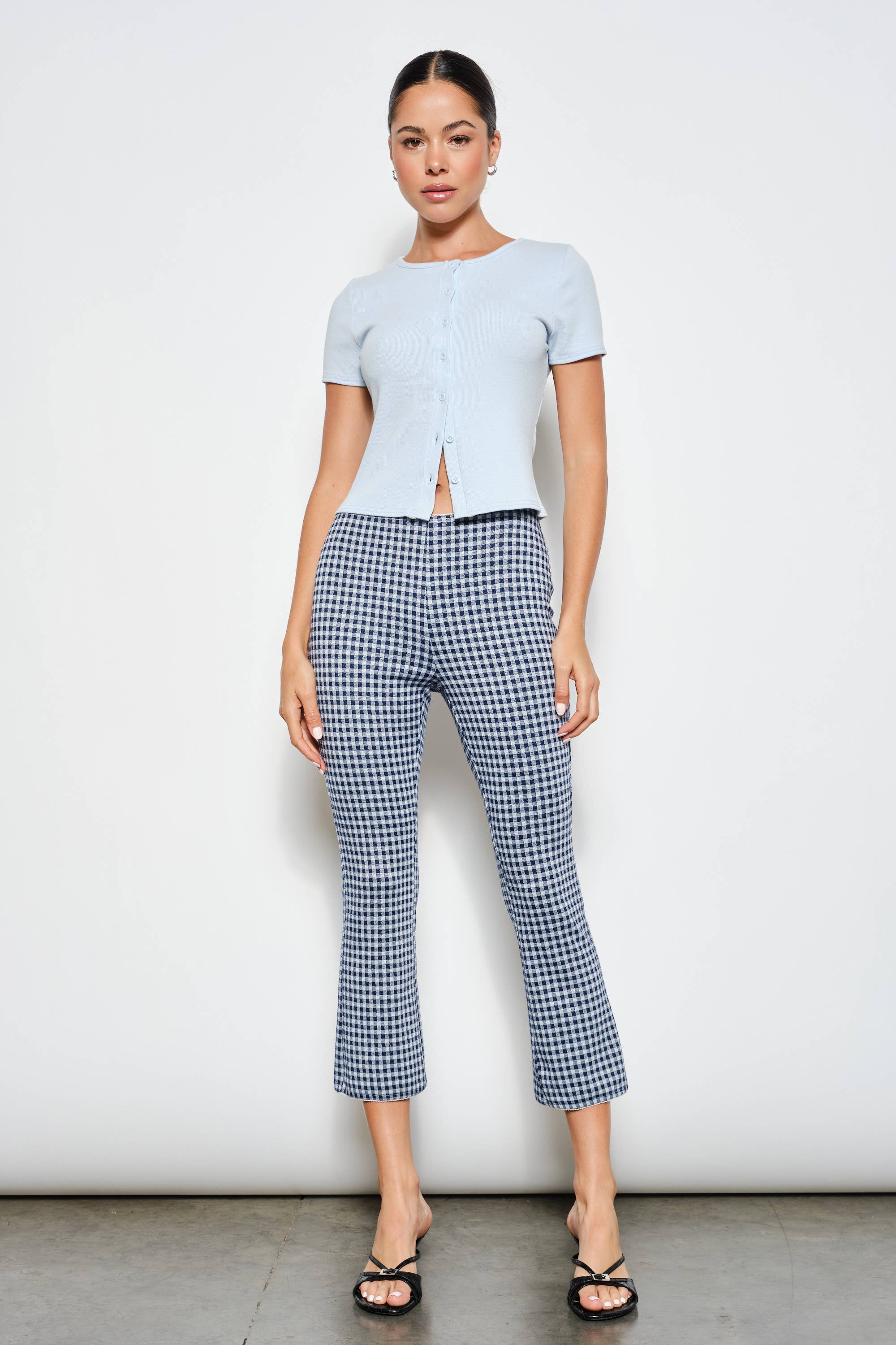 Capri Pants, Navy Gingham