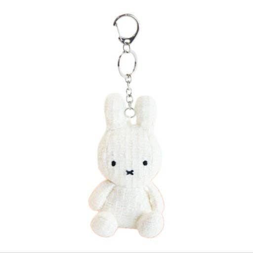 Miffy Tweed Plush Bag Charm Keychain, Cream